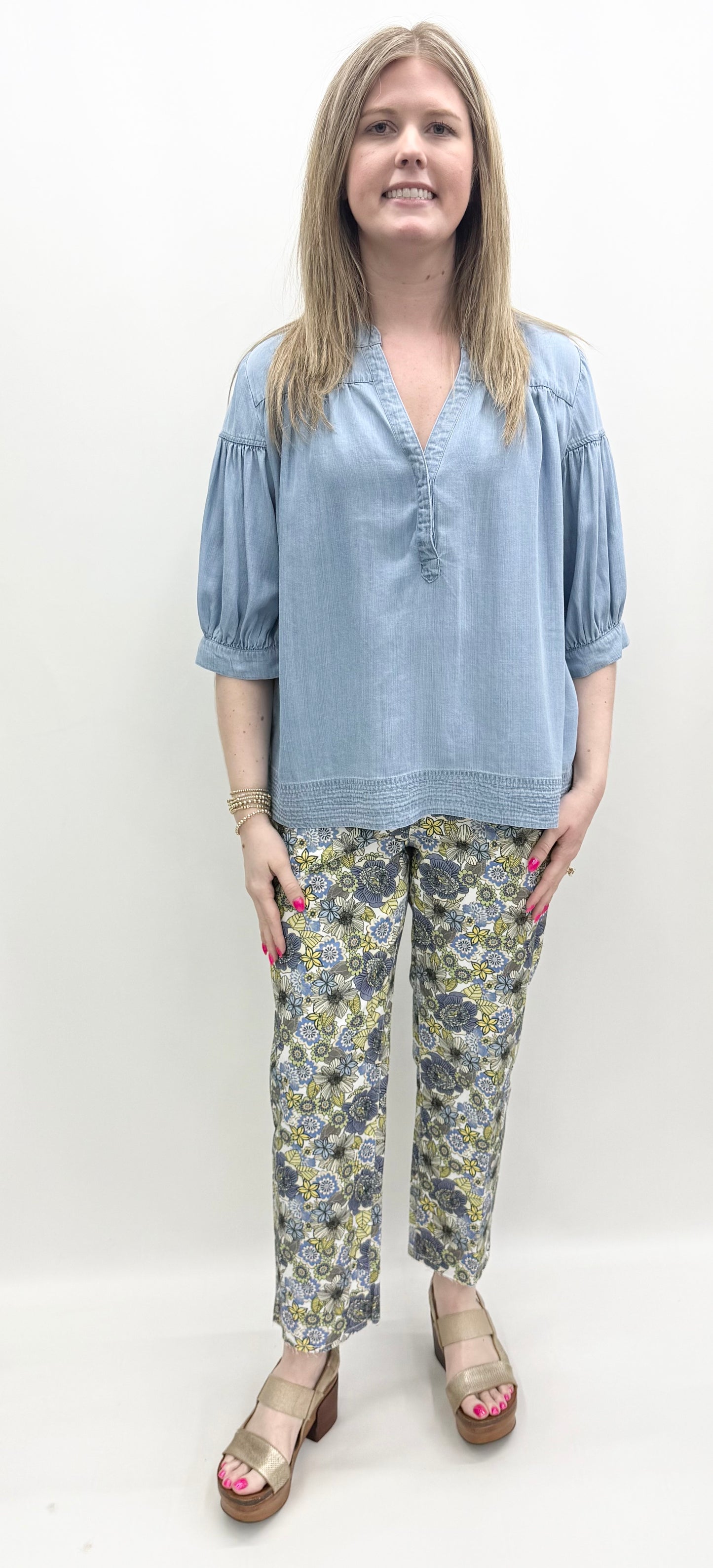 Tru-Luxe #T26217BM Light Blue Top