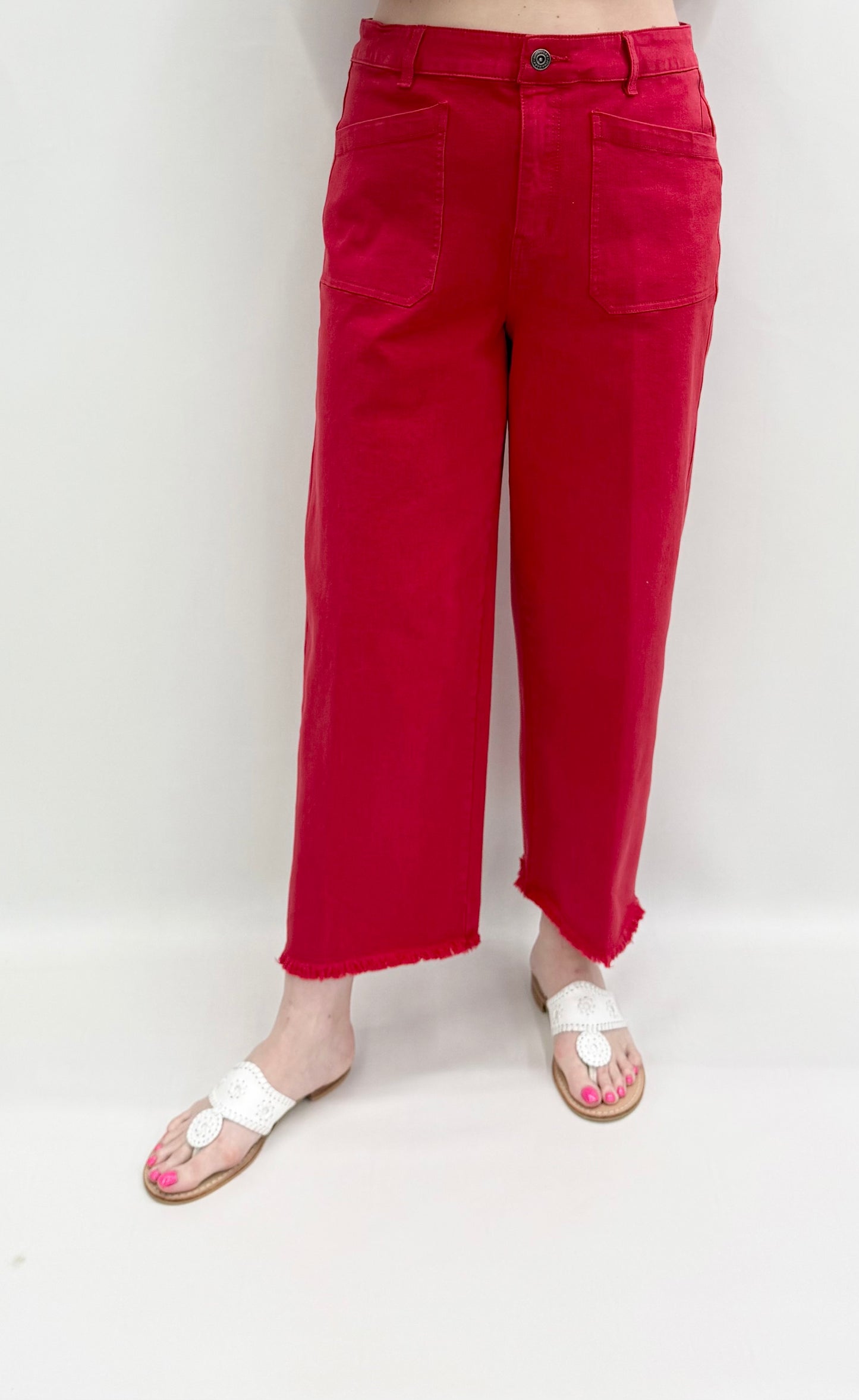 John Mark #J26560PM Bright Red Ankle Pant