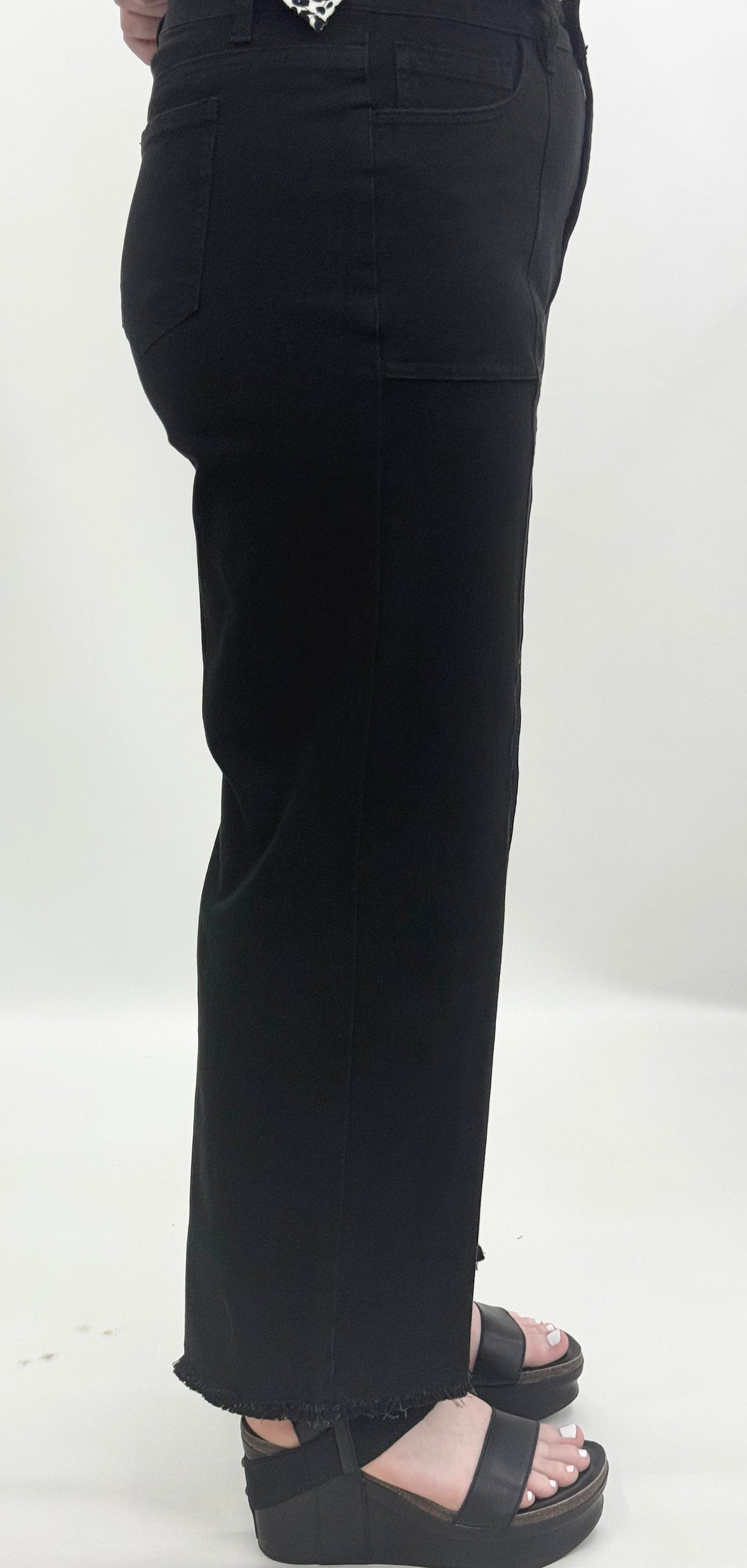Slim Sation by Multiples #M36714PM Black Denim Crop Pant