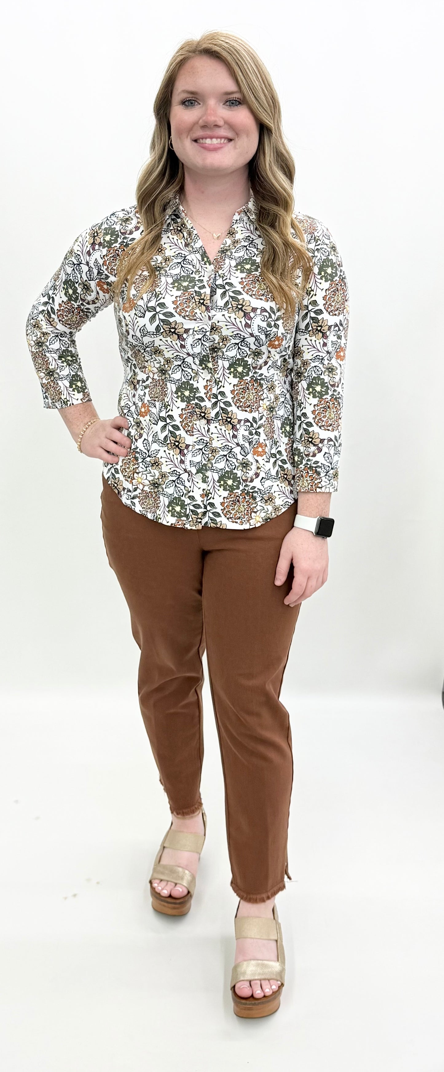 Lulu B. #SPX5023-SPFFLOW Button Front Blouse