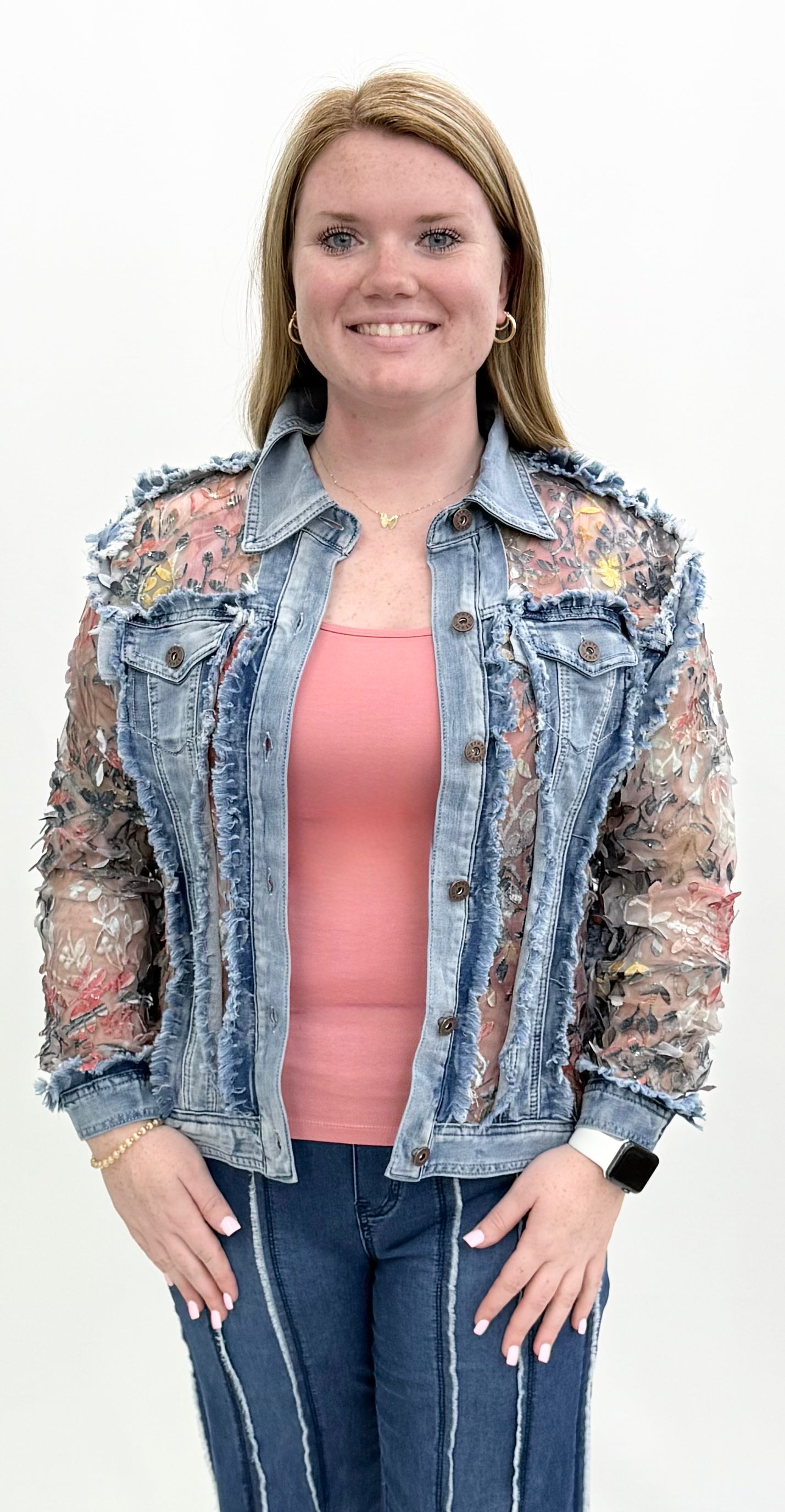 Ethyl #205DAR9 Denim & Floral Insert Coat