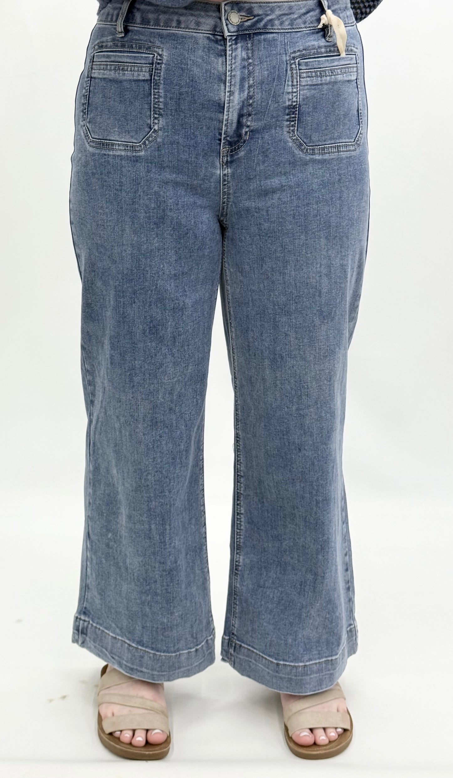 Charlie B. #C5538RPR-431A Medium Blue Wide Leg Jean