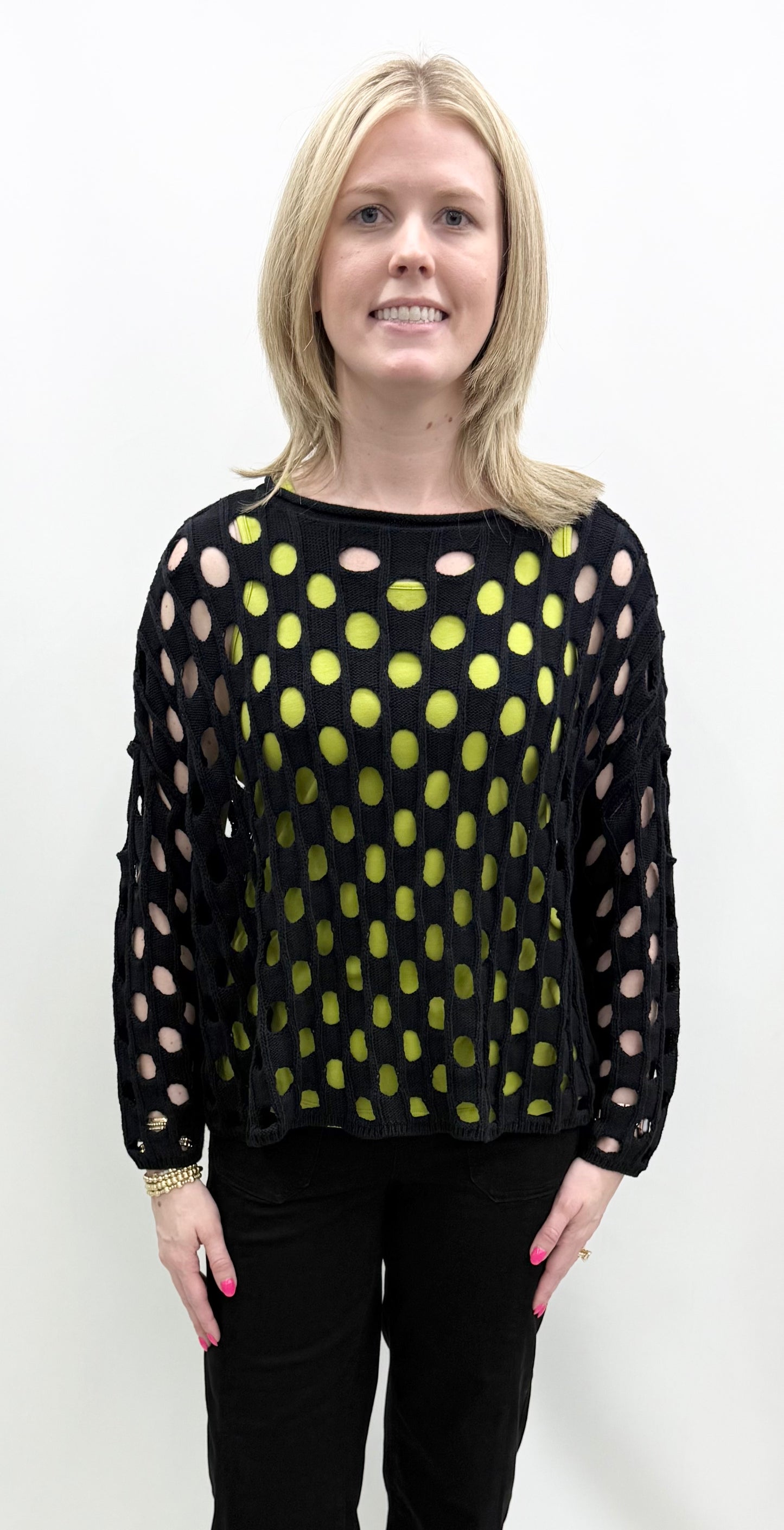 Olivia by Habitat #781711 Black Cutout Knit Sweater