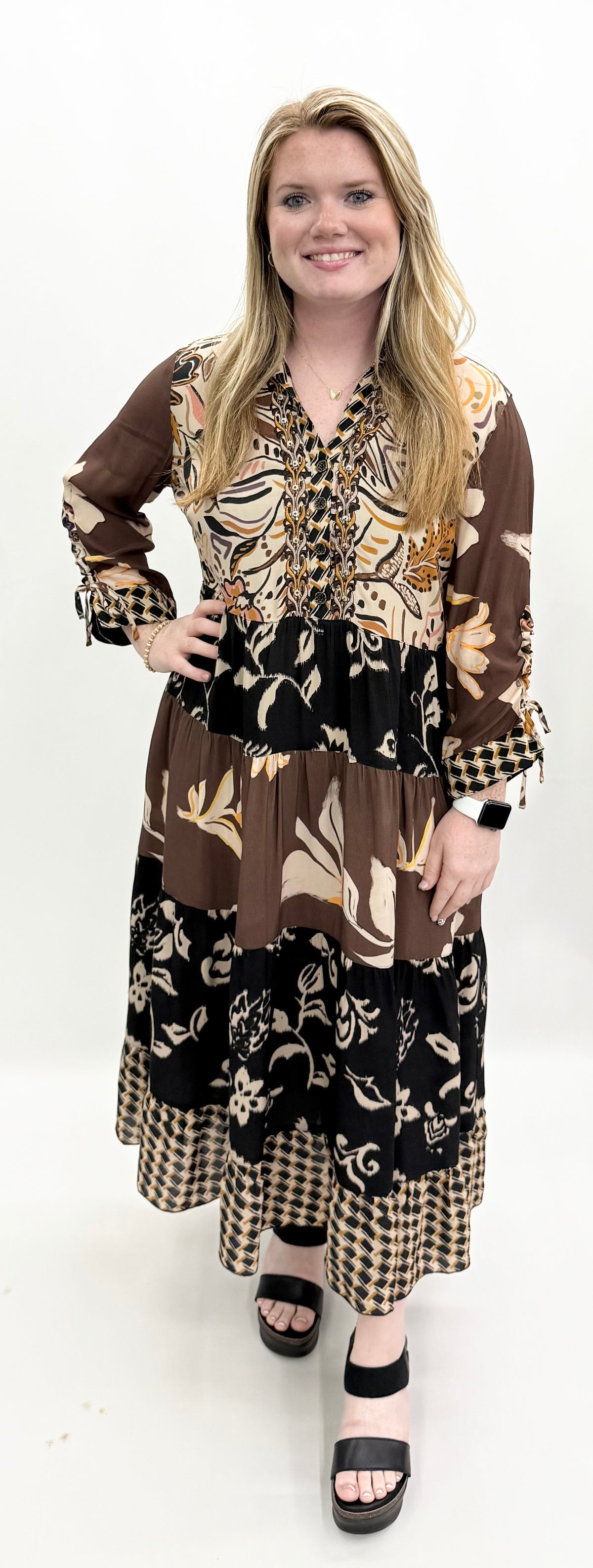 John Mark #J46581DM Multi Color Midi Dress