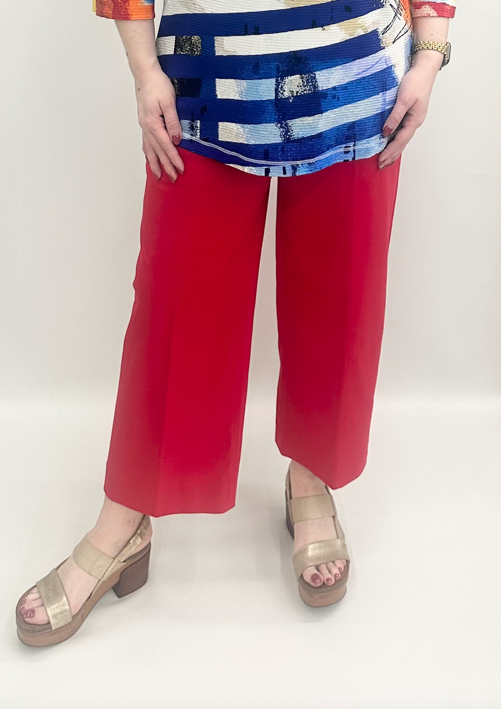 N15103PM Red/Navy Wide Leg Pant