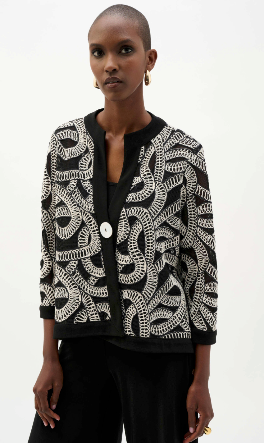 Joseph Ribkoff #262207-511 Novelty Mesh Abstract Print Swing Jacket