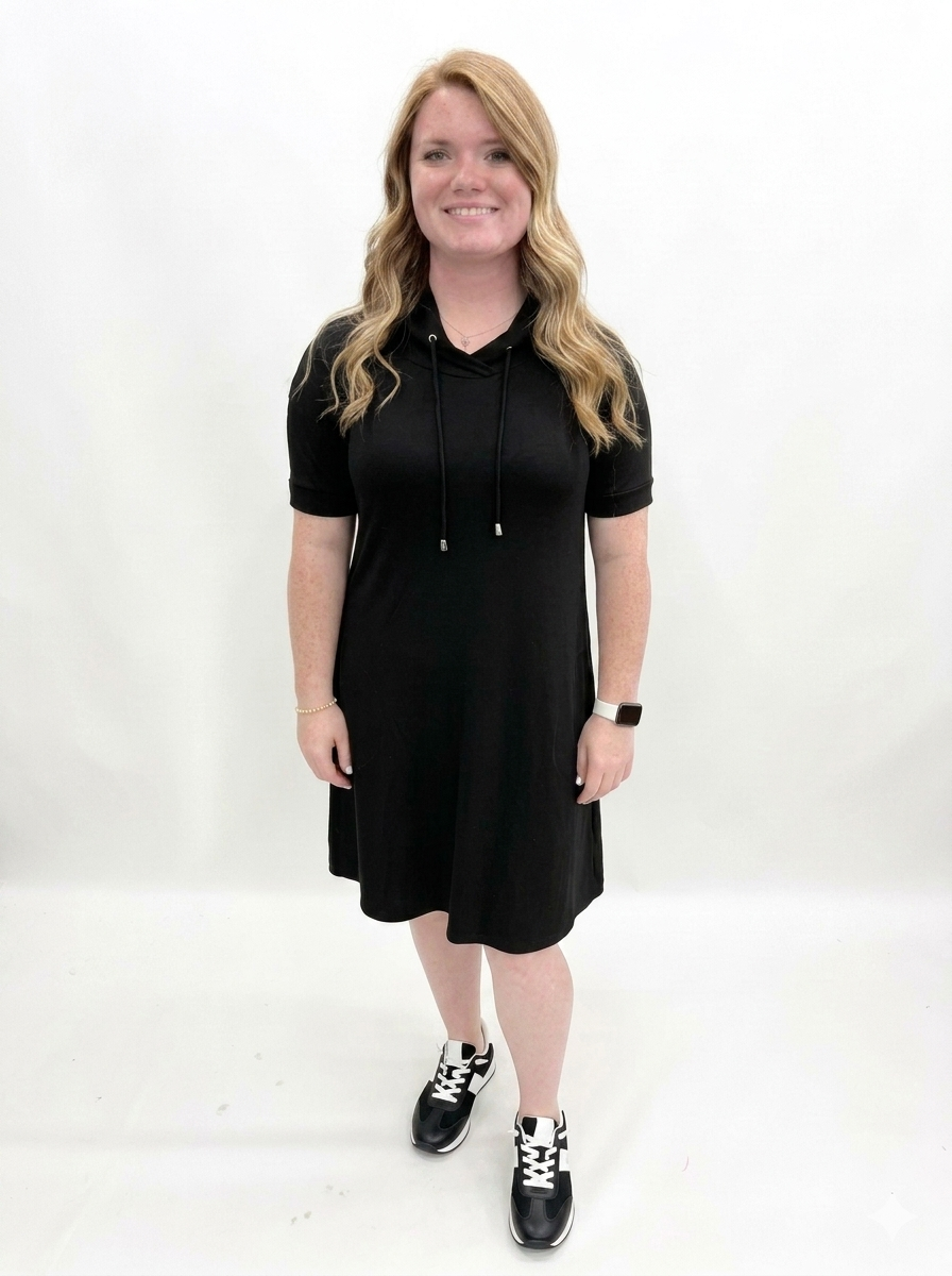 Pure Essence #112-7017 Black Hoodie Dress