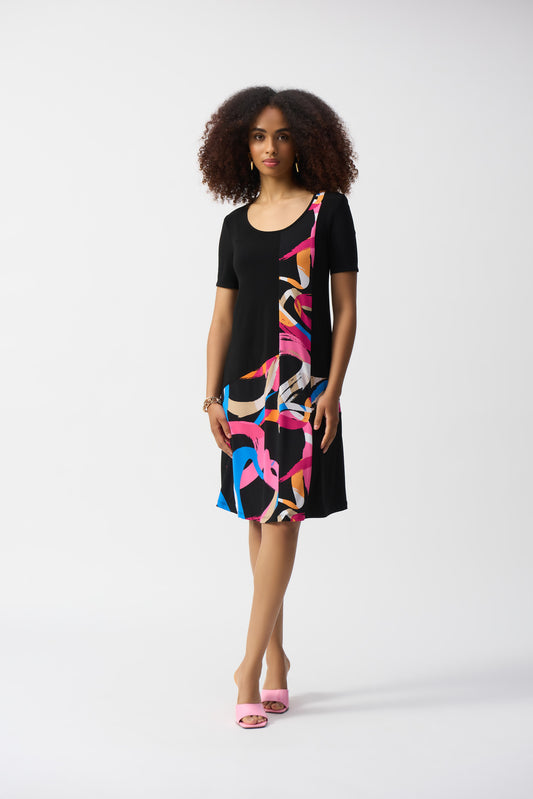 Silky Knit Abstract Print Trapeze Dress 251203