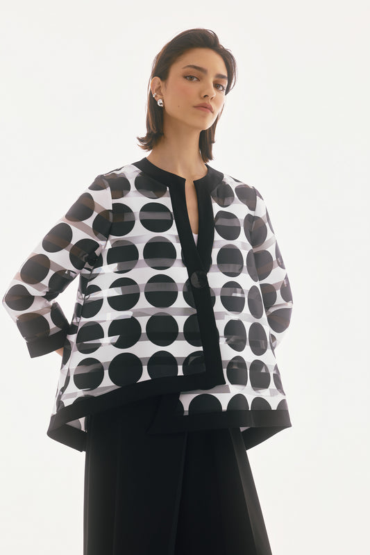 Signature | Shadow Stripe Dot Print Swing Jacket 251772