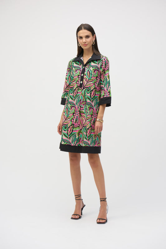Joseph Ribkoff #252078-178 Poplin Paisley Print A-Line Dress
