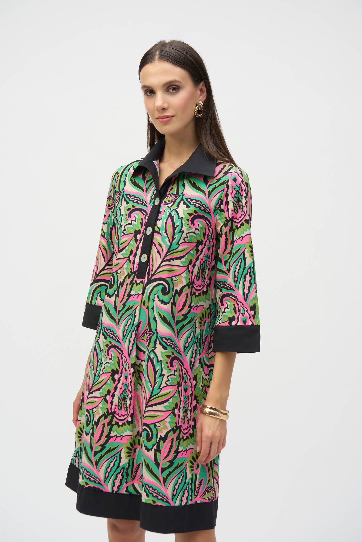 Joseph Ribkoff #252078-178 Poplin Paisley Print A-Line Dress
