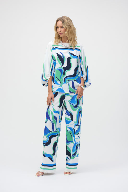 Woven Abstract Print Boxy Top #252085