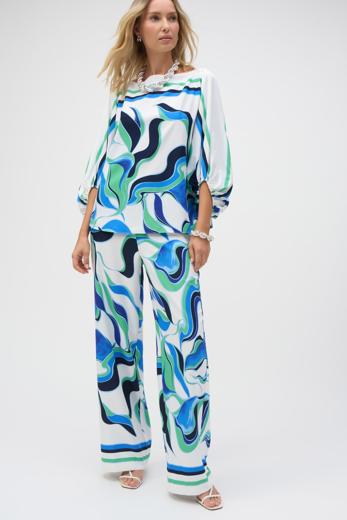 Woven Abstract Print Boxy Top #252085