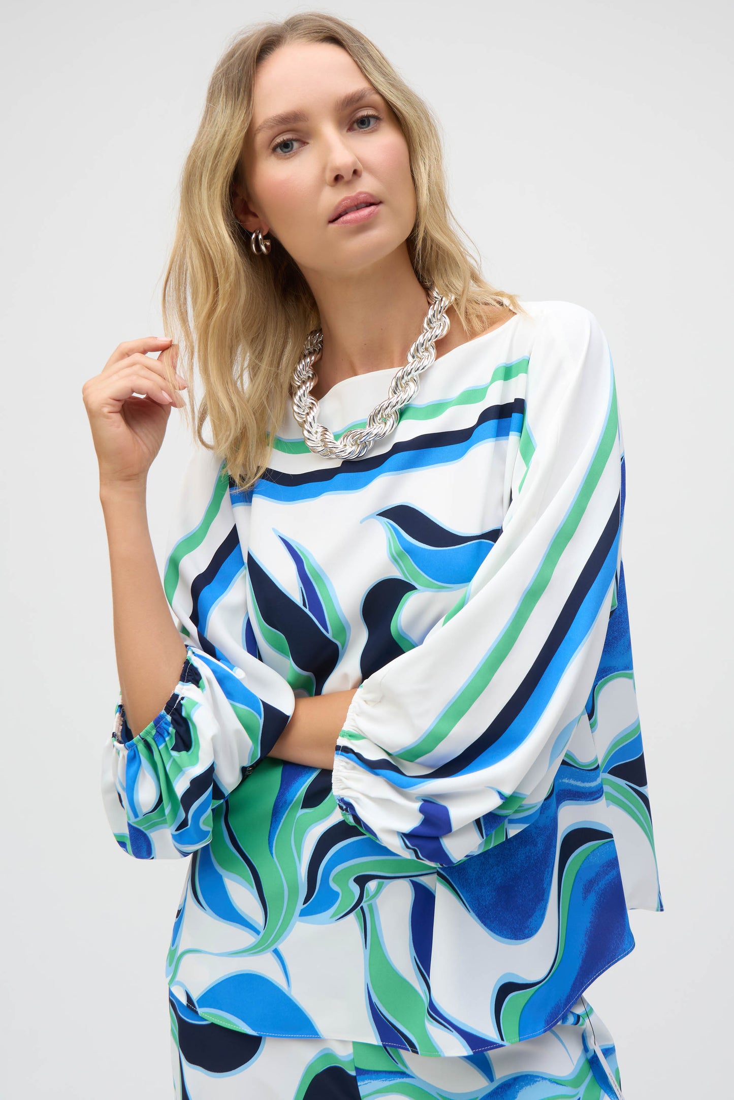Woven Abstract Print Boxy Top #252085