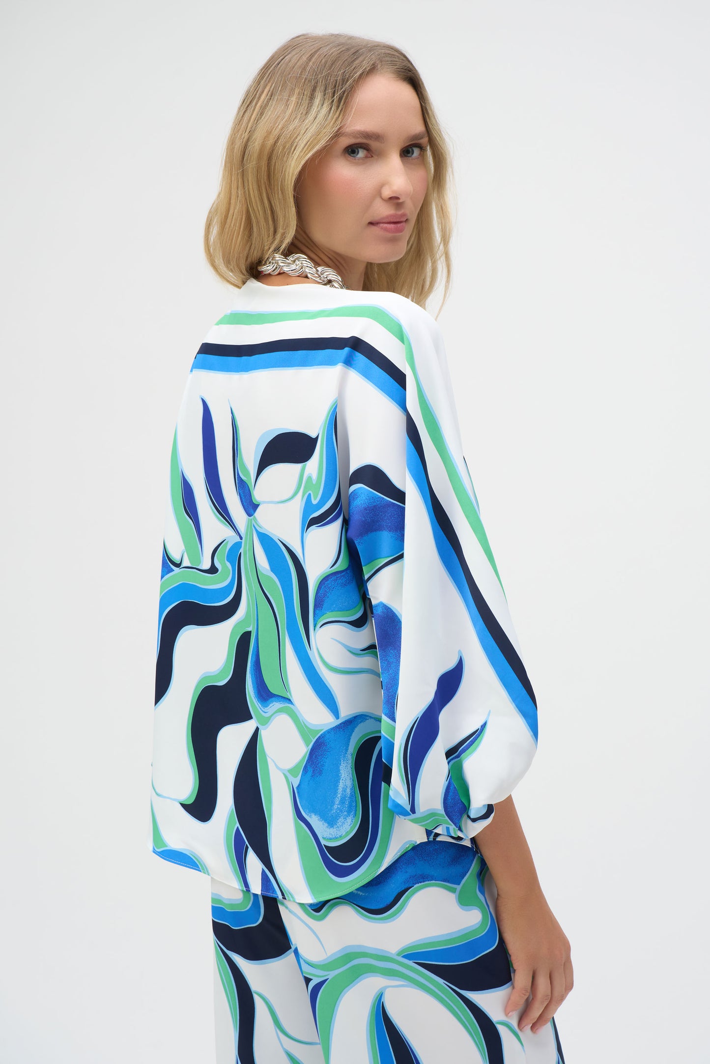 Woven Abstract Print Boxy Top #252085