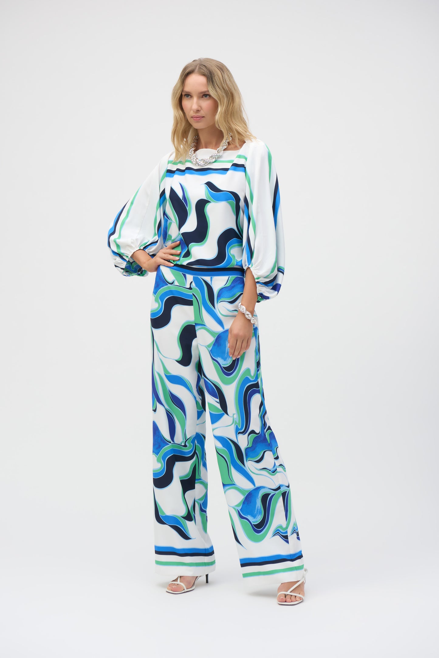 Woven Abstract Print Boxy Top #252085