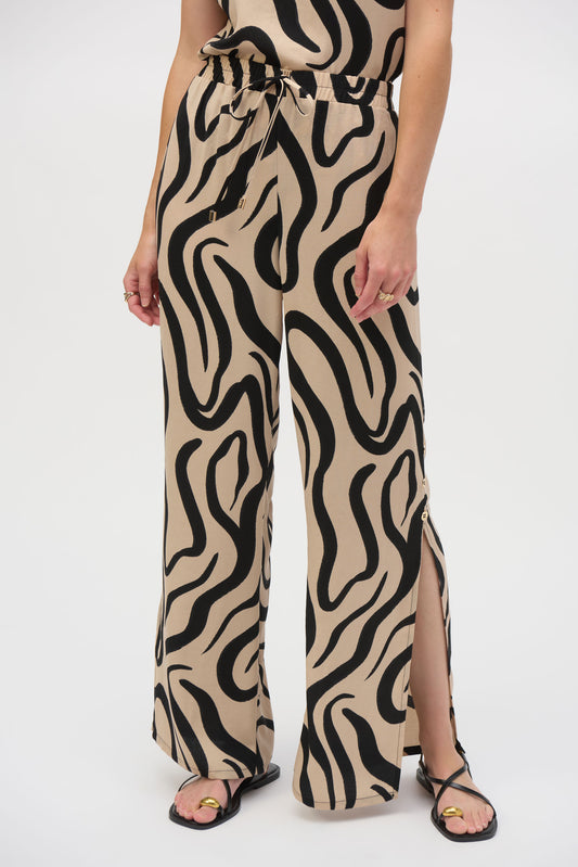 Joseph Ribkoff #252178 Gauze Abstract Print Wide Leg Pants