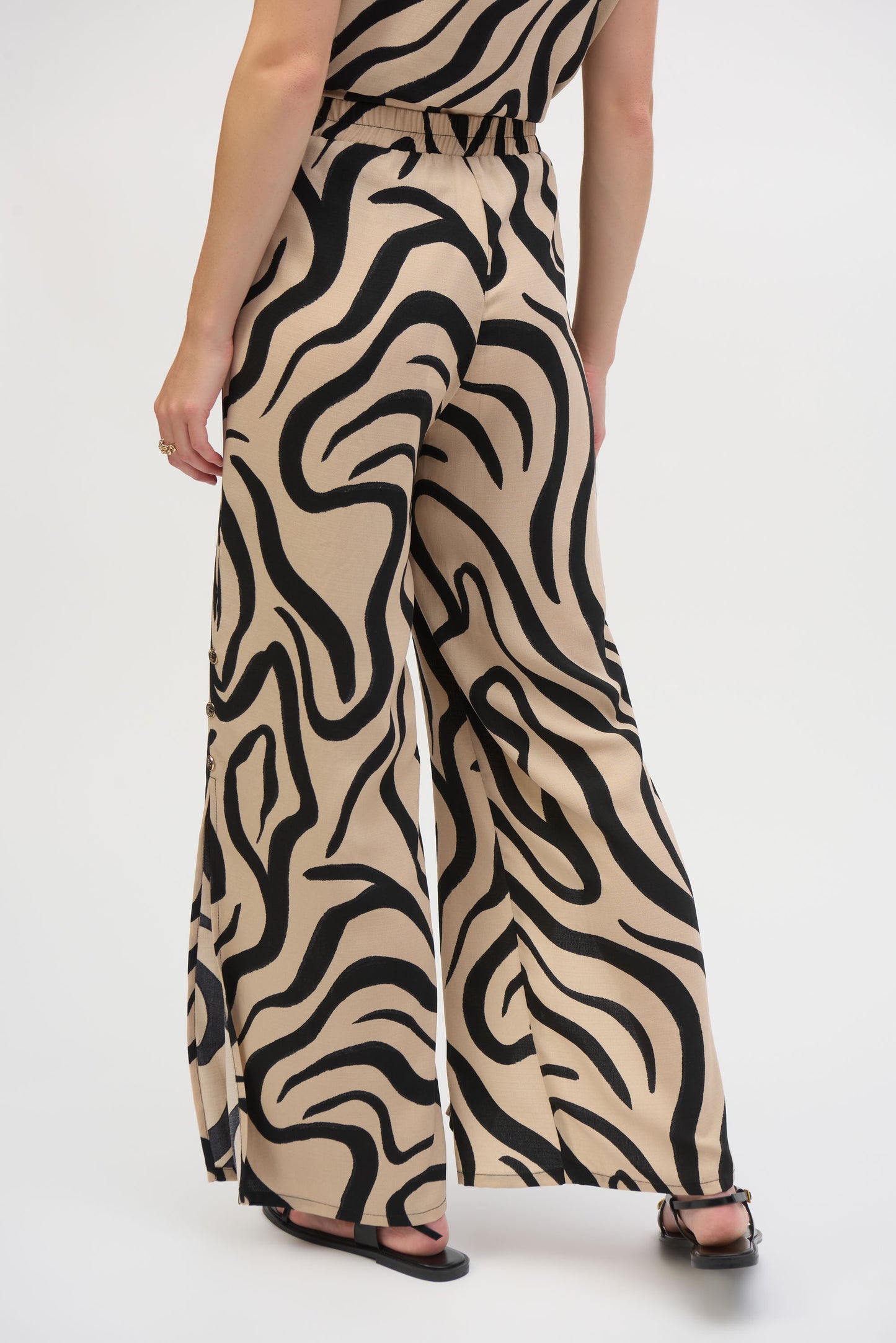 Joseph Ribkoff #252178 Gauze Abstract Print Wide Leg Pants