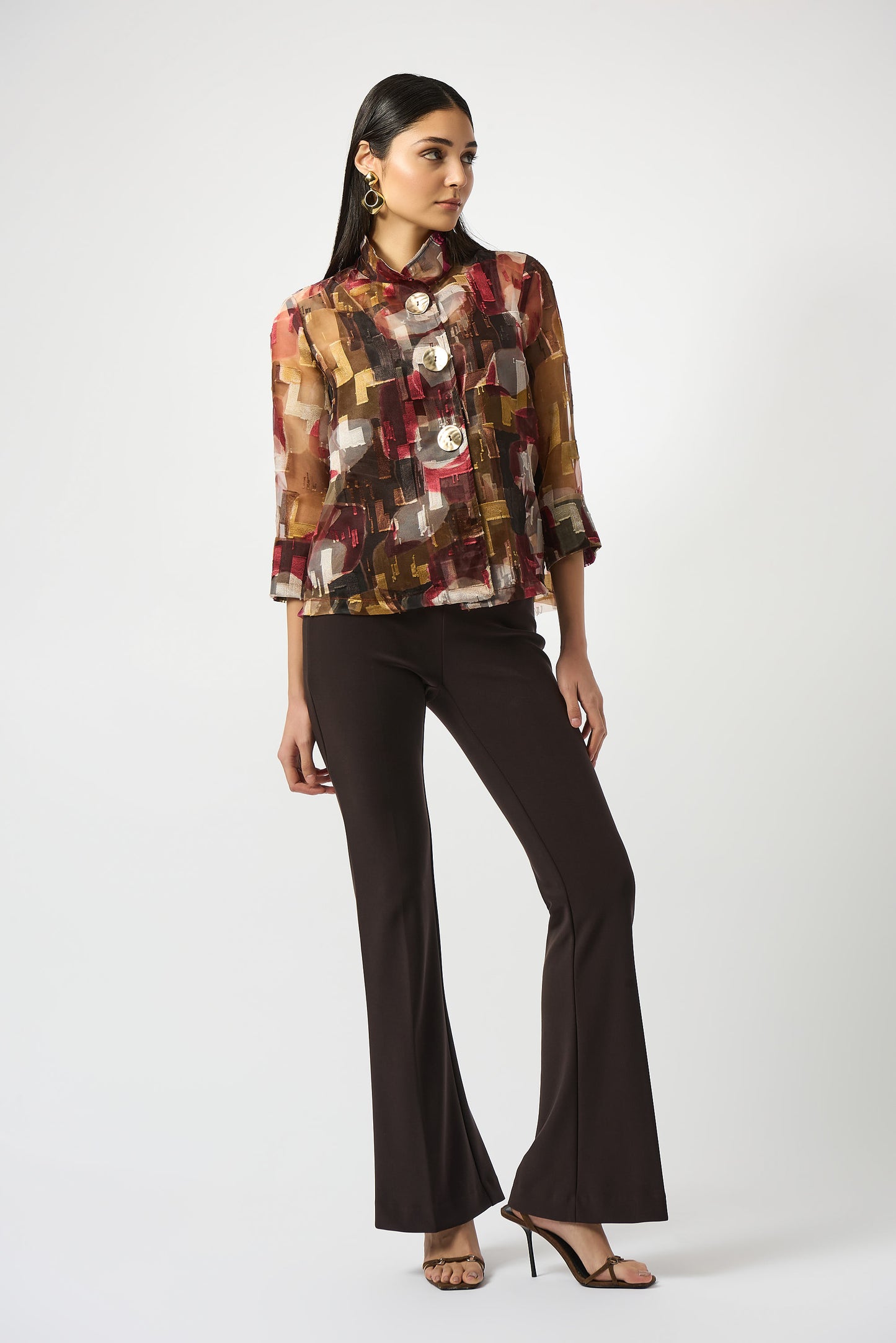 Joseph Ribkoff #253163-3759 Organza Abstract Print Two-Piece Trapeze Jacket