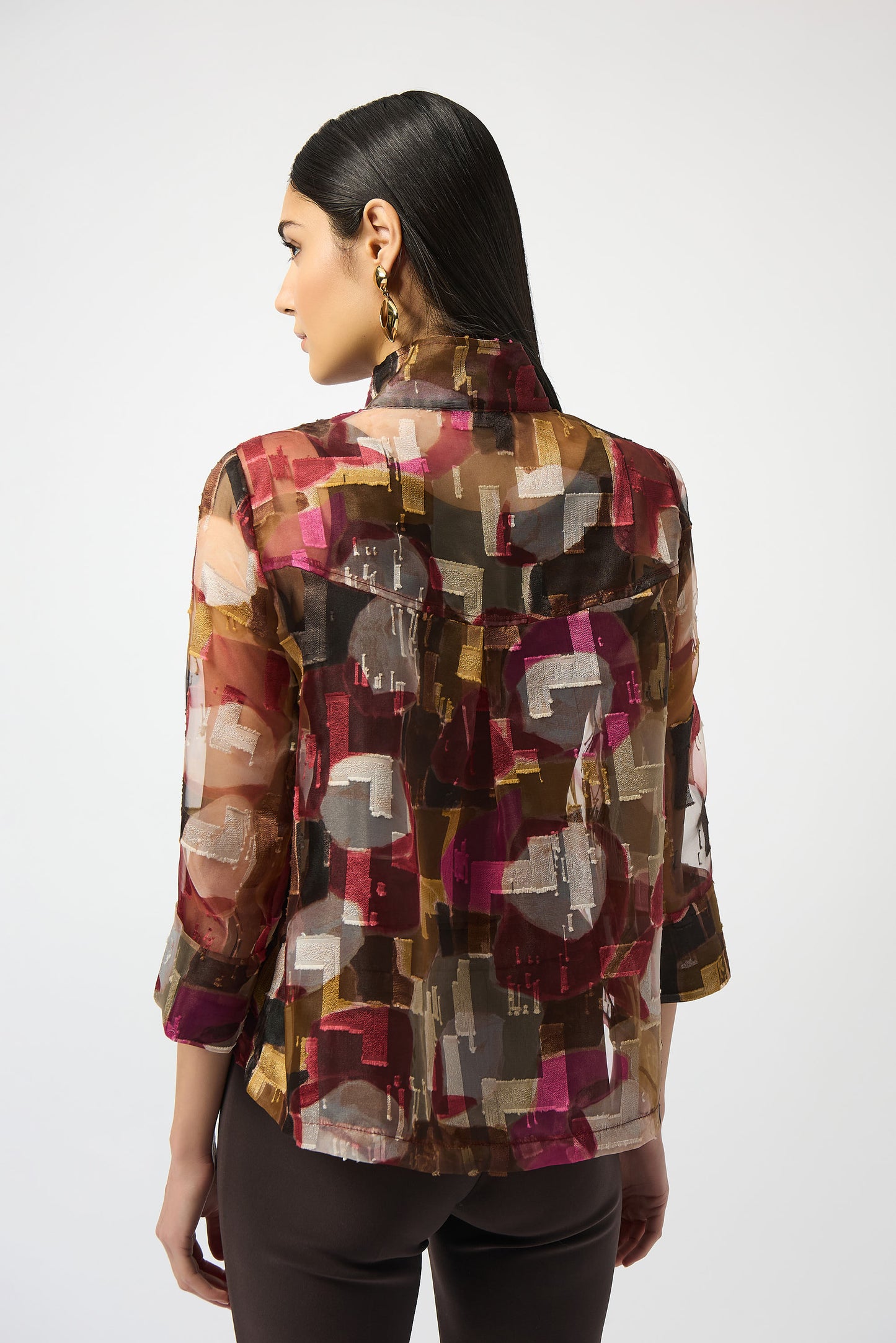 Joseph Ribkoff #253163-3759 Organza Abstract Print Two-Piece Trapeze Jacket