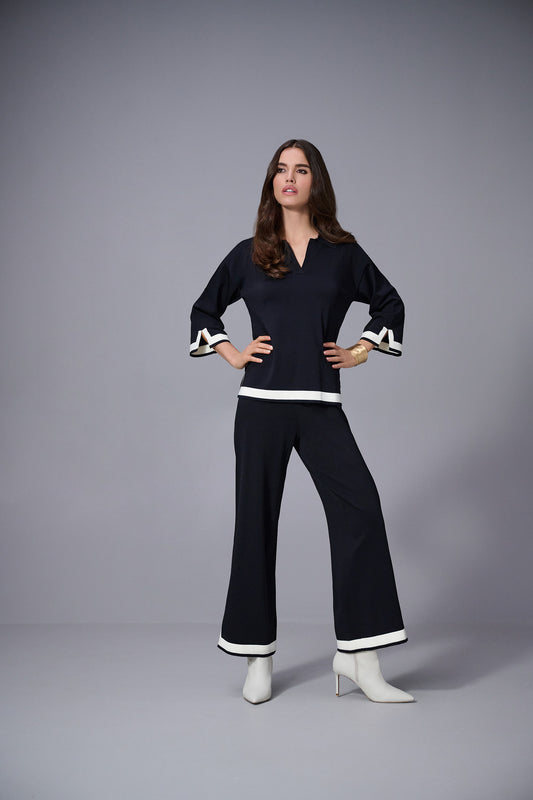Jospeh Ribkoff #253910-110 Sweater Knit Colour Block Culotte Pants