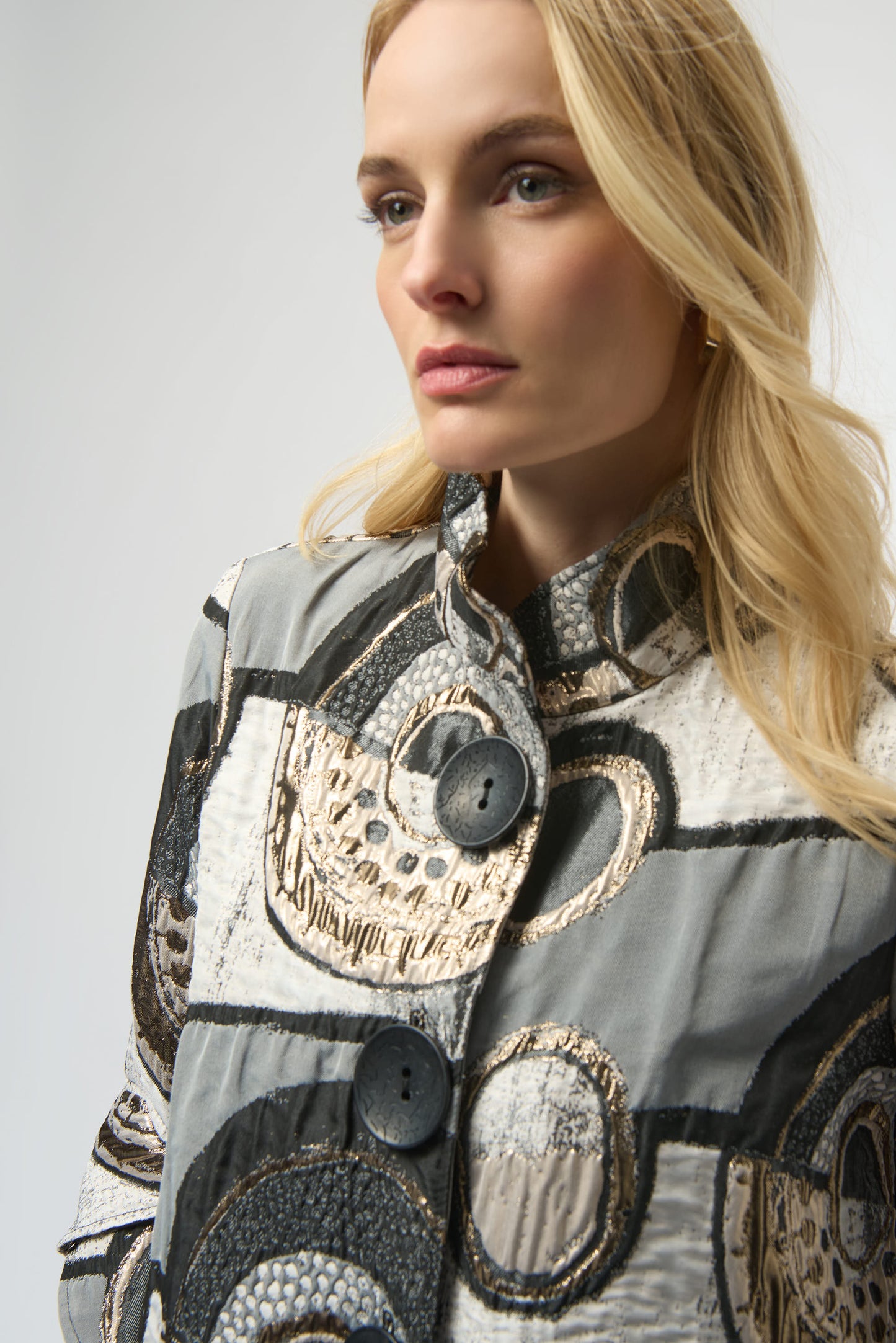 Joseph Ribkoff #254003-178 Abstract Jacquard Trapeze Jacket