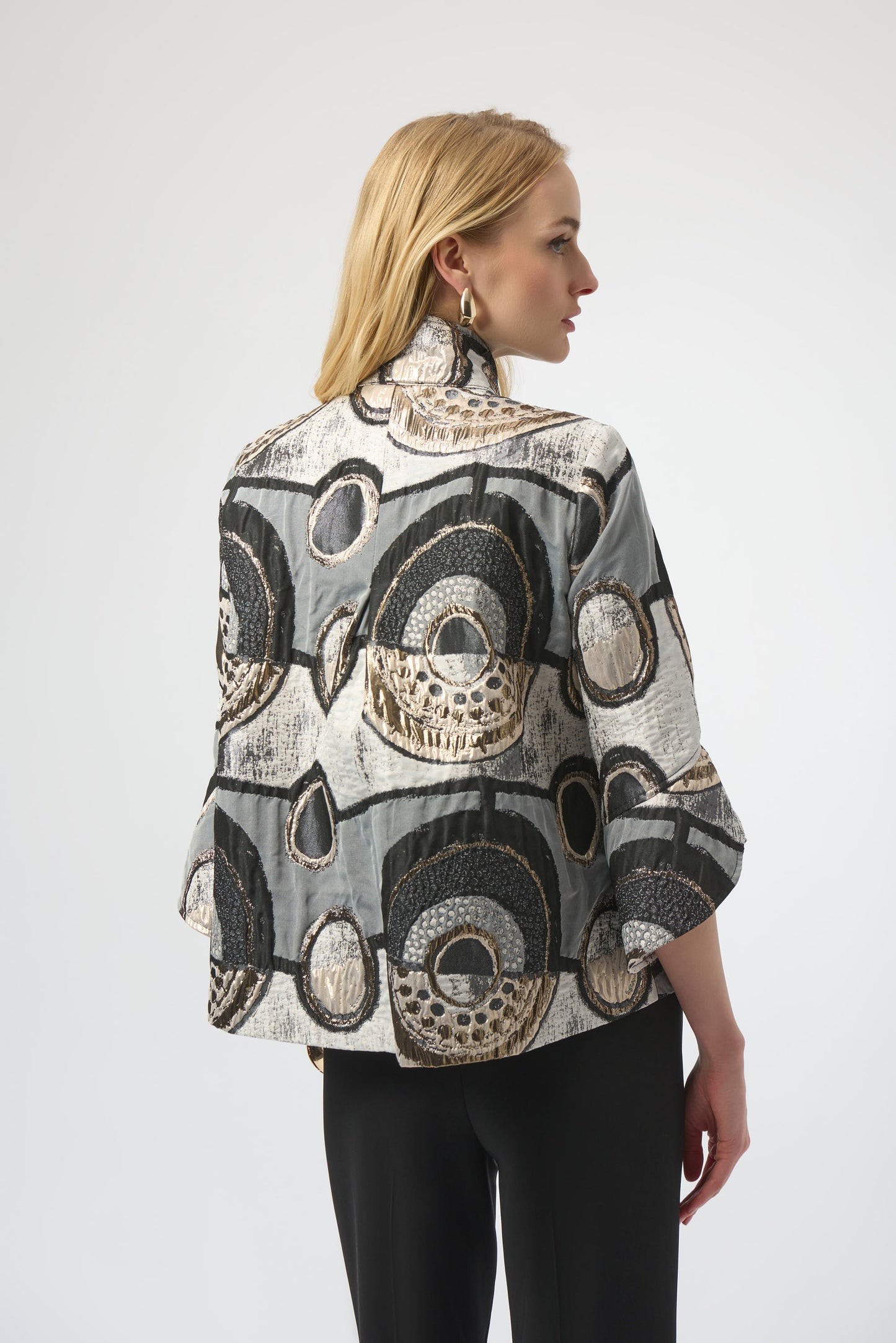 Joseph Ribkoff #254003-178 Abstract Jacquard Trapeze Jacket
