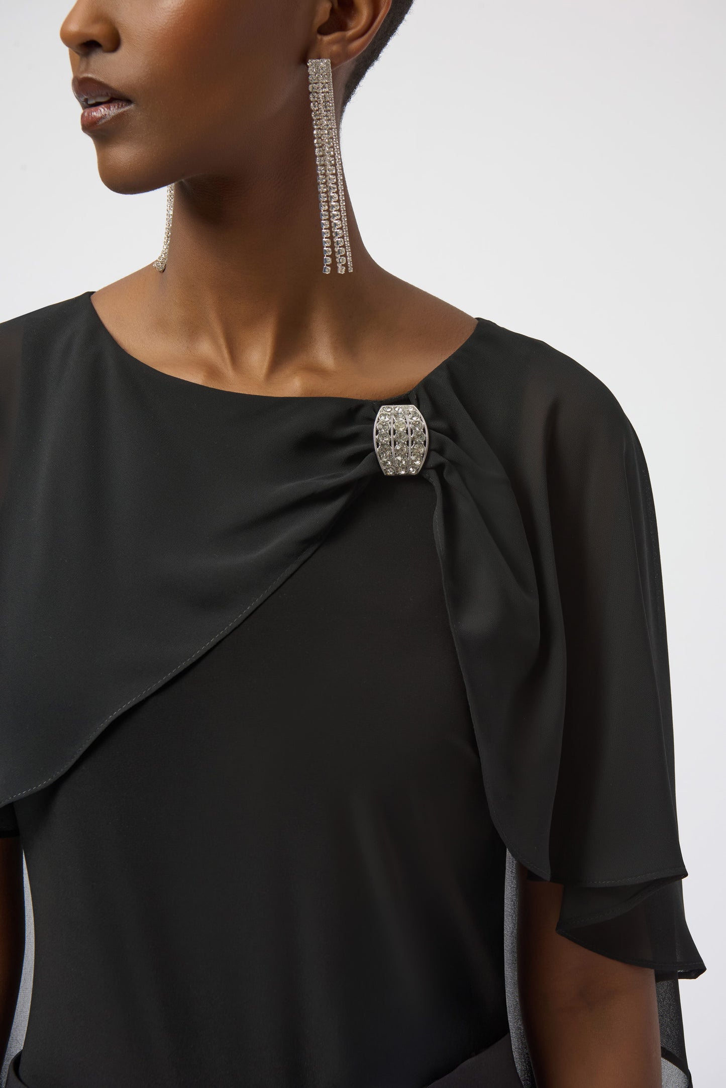 Joseph Ribkoff #254021-11 Chiffon and Silky Knit Cape Top