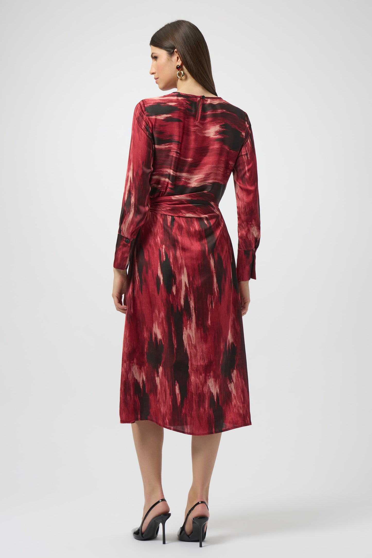 Joseph Ribkoff #254124-250 Recycled Satin Abstract Print Fit & Flare Dress