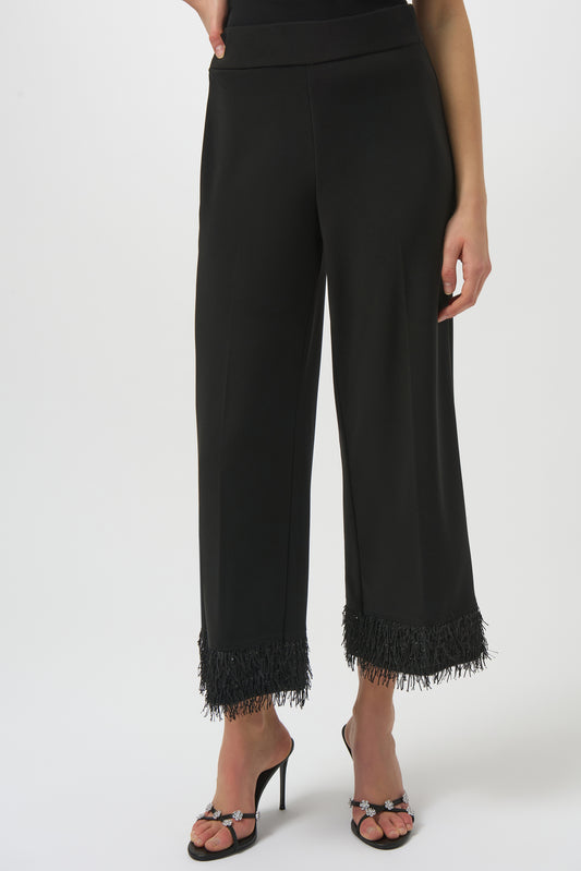 Joseph Ribkoff #254147-11 Silky Knit Culotte with Novelty Fringe Hem