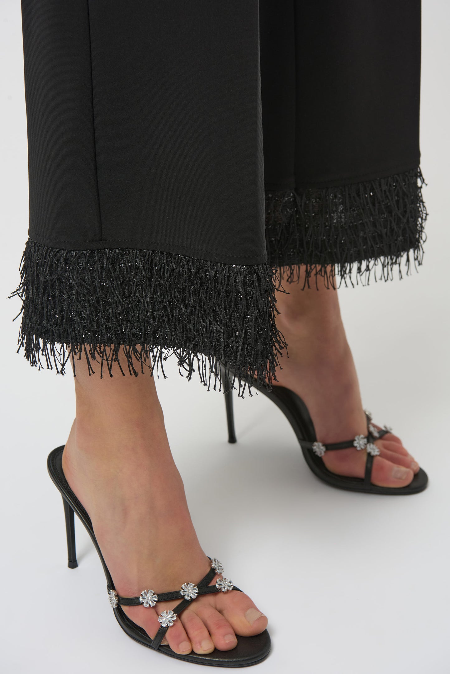 Joseph Ribkoff #254147-11 Silky Knit Culotte with Novelty Fringe Hem