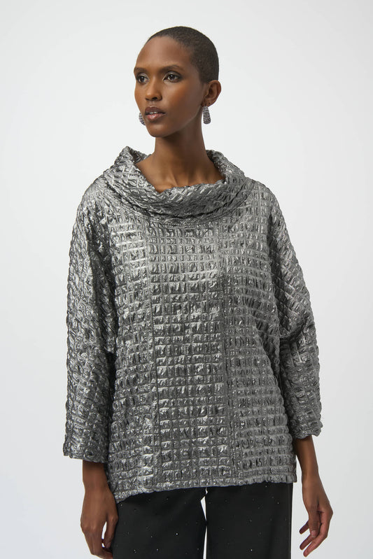 Joseph Ribkoff #254169-170 Foiled Jacquard Boxy Top