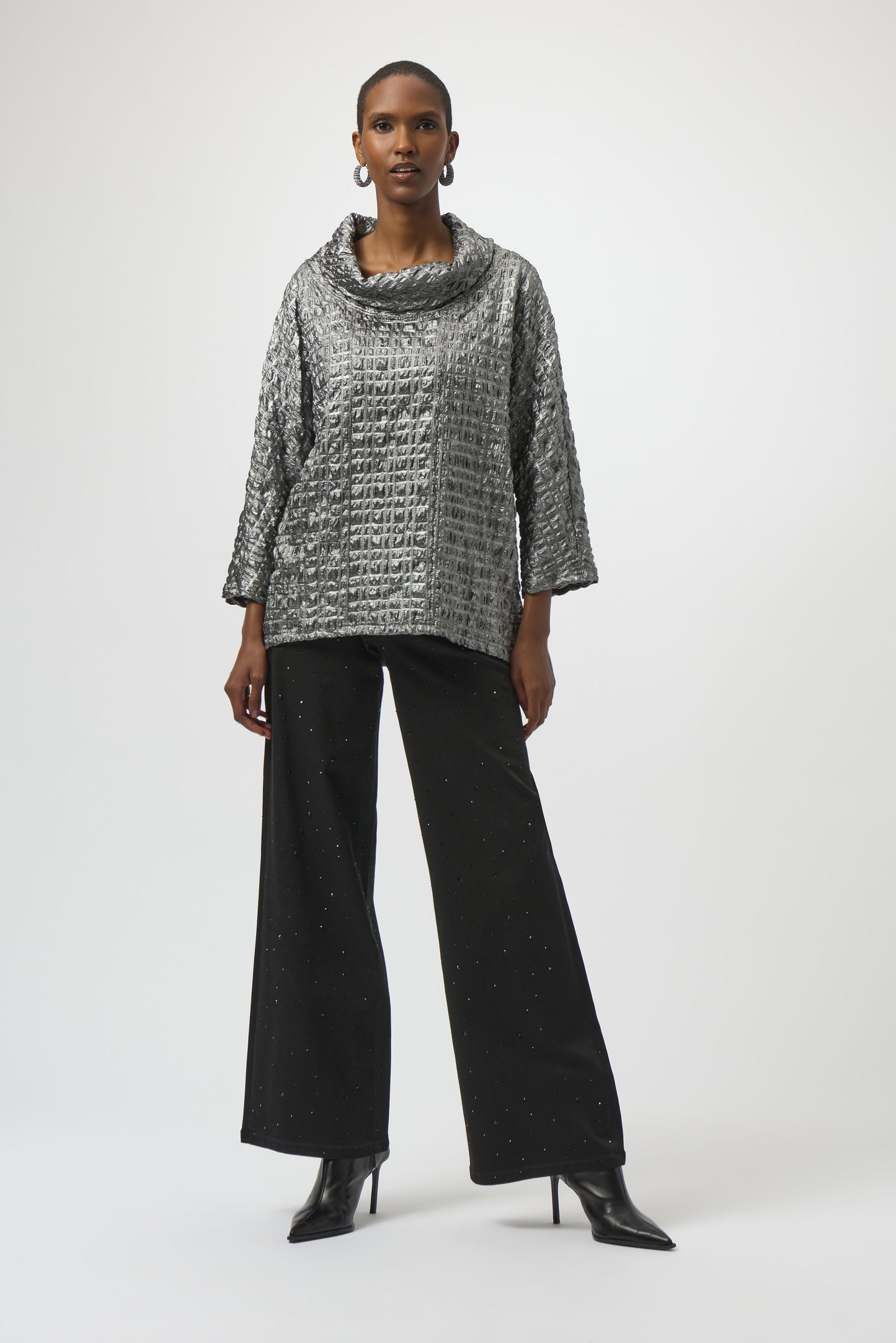 Joseph Ribkoff #254169-170 Foiled Jacquard Boxy Top