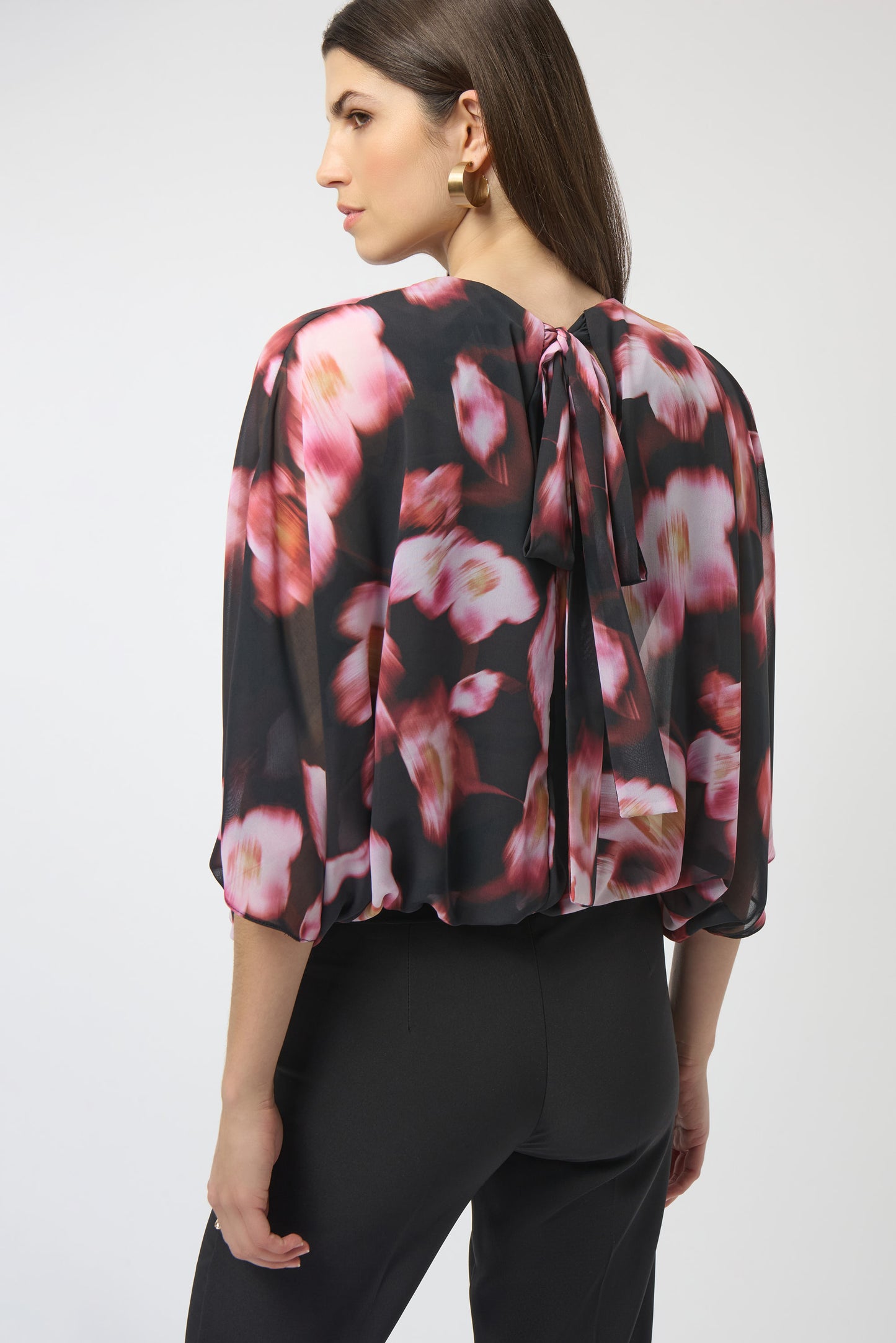 Joseph Ribkoff #254202-178 Chiffon & Silky Knit Floral Print Boxy Top
