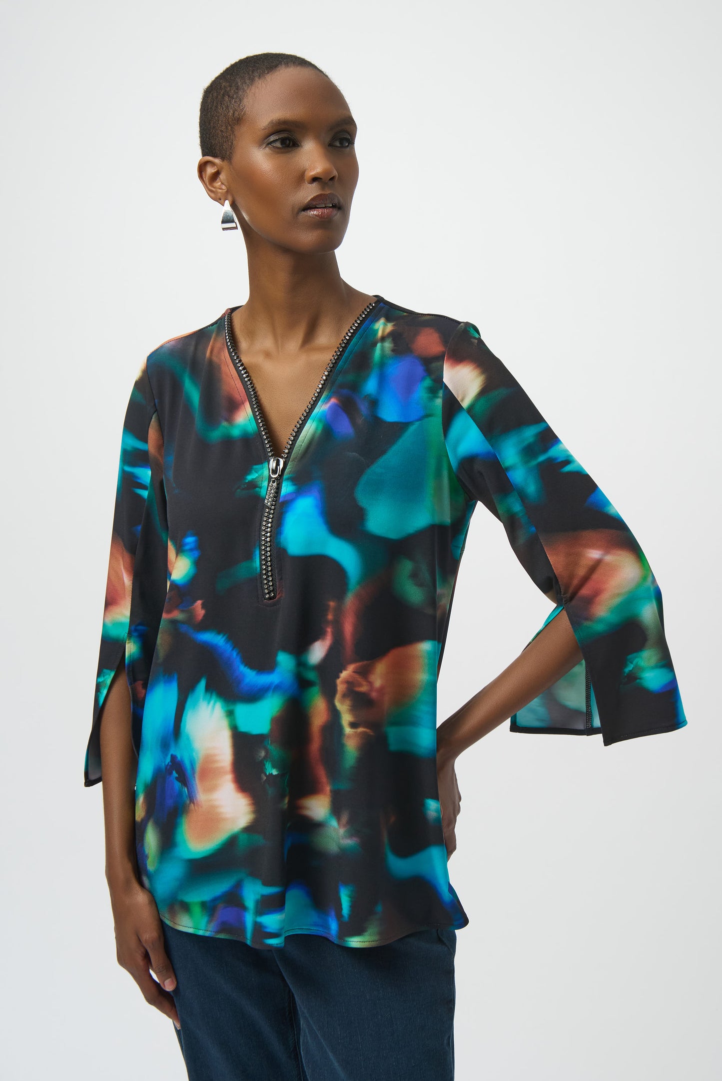 Joseph Ribkoff #254204-178 Silky Knit Abstract Print Fit and Flare Tunic