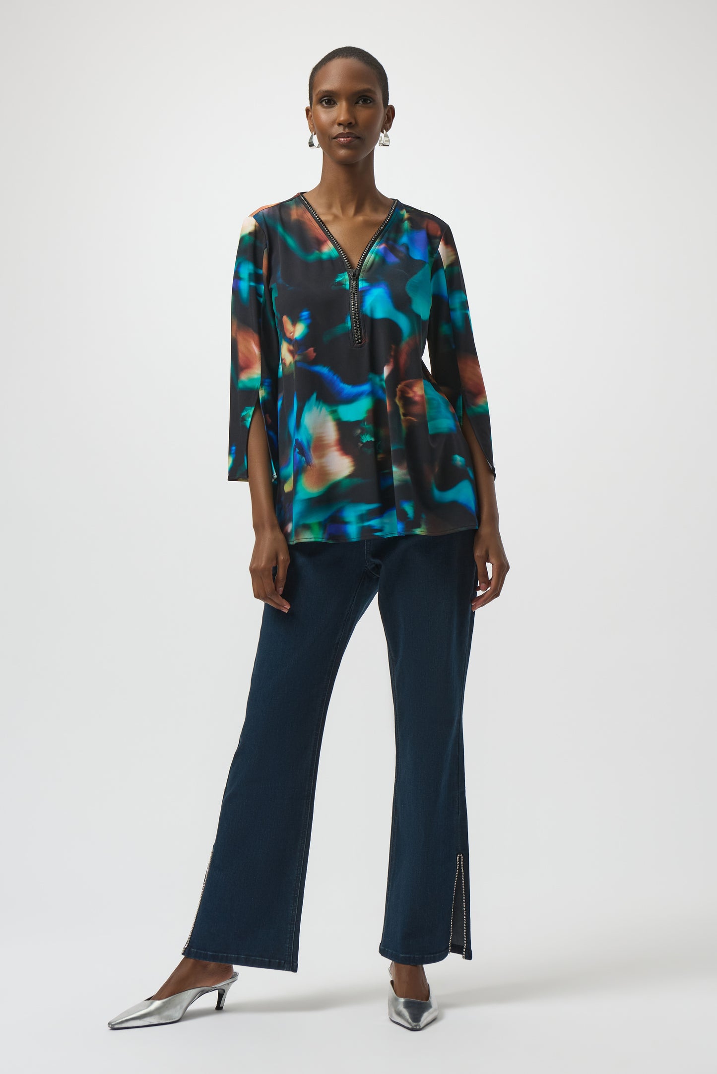 Joseph Ribkoff #254204-178 Silky Knit Abstract Print Fit and Flare Tunic
