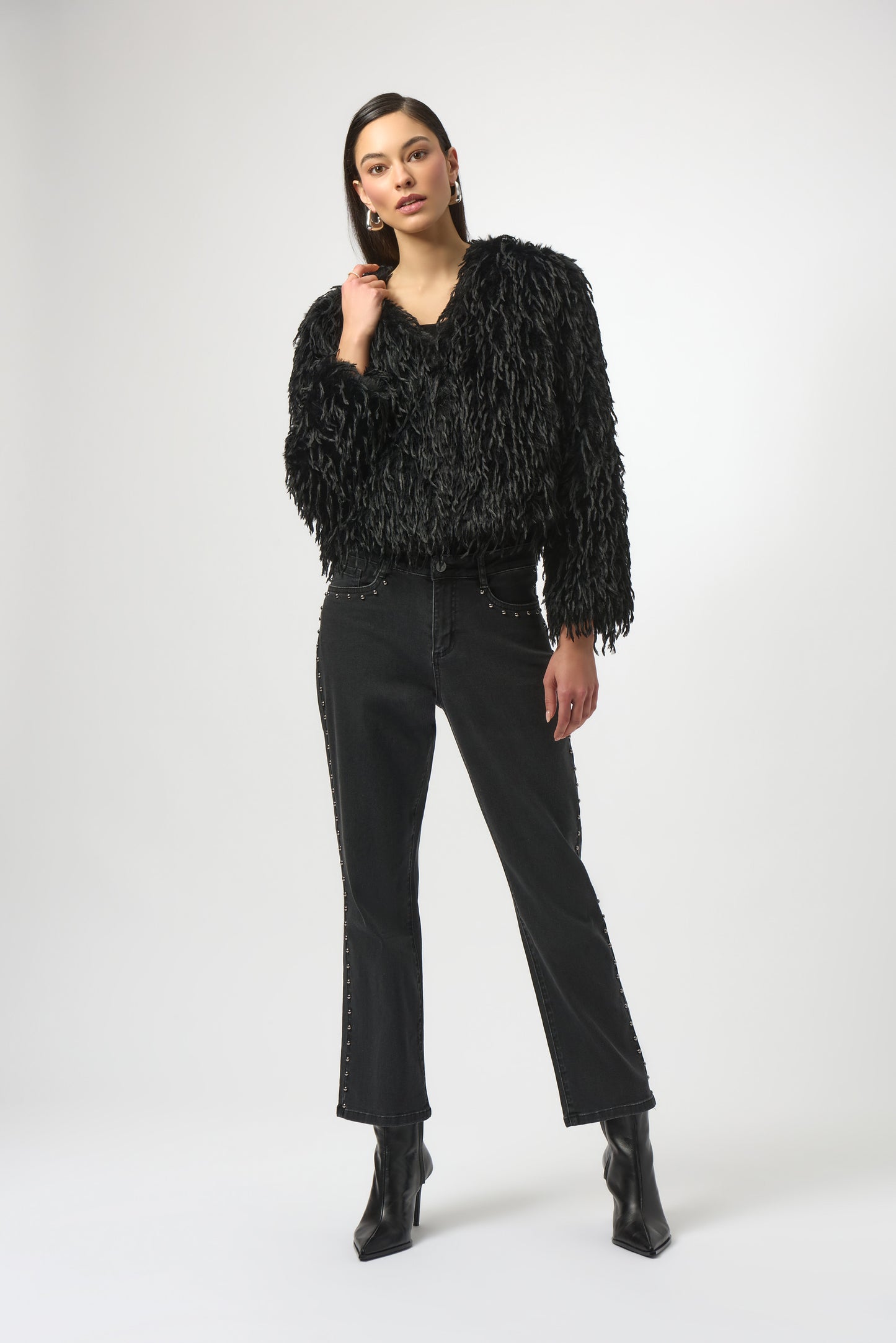 Joseph Ribkoff #254916-2606 Classic Straight Leg Jeans with Studded Seams