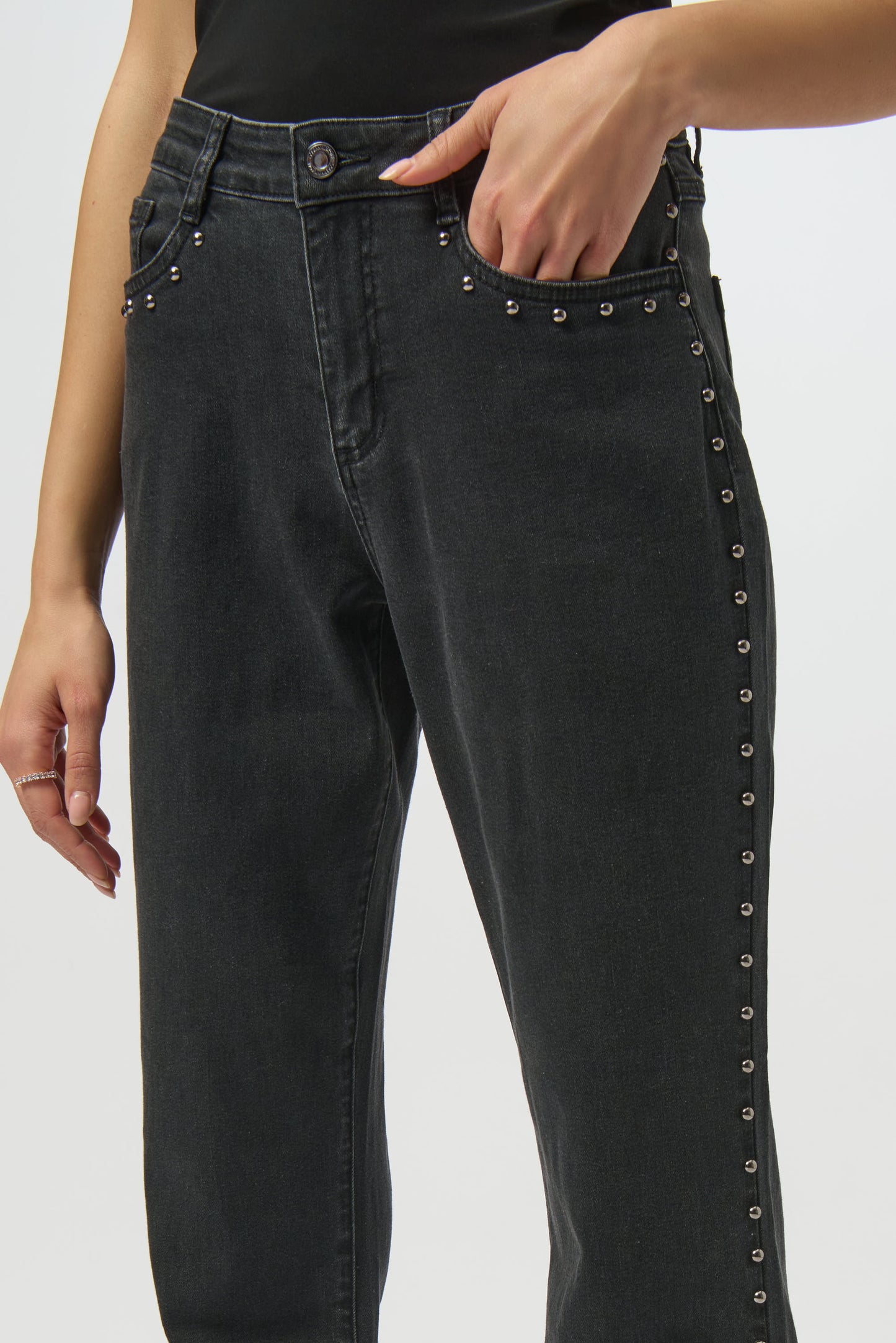 Joseph Ribkoff #254916-2606 Classic Straight Leg Jeans with Studded Seams