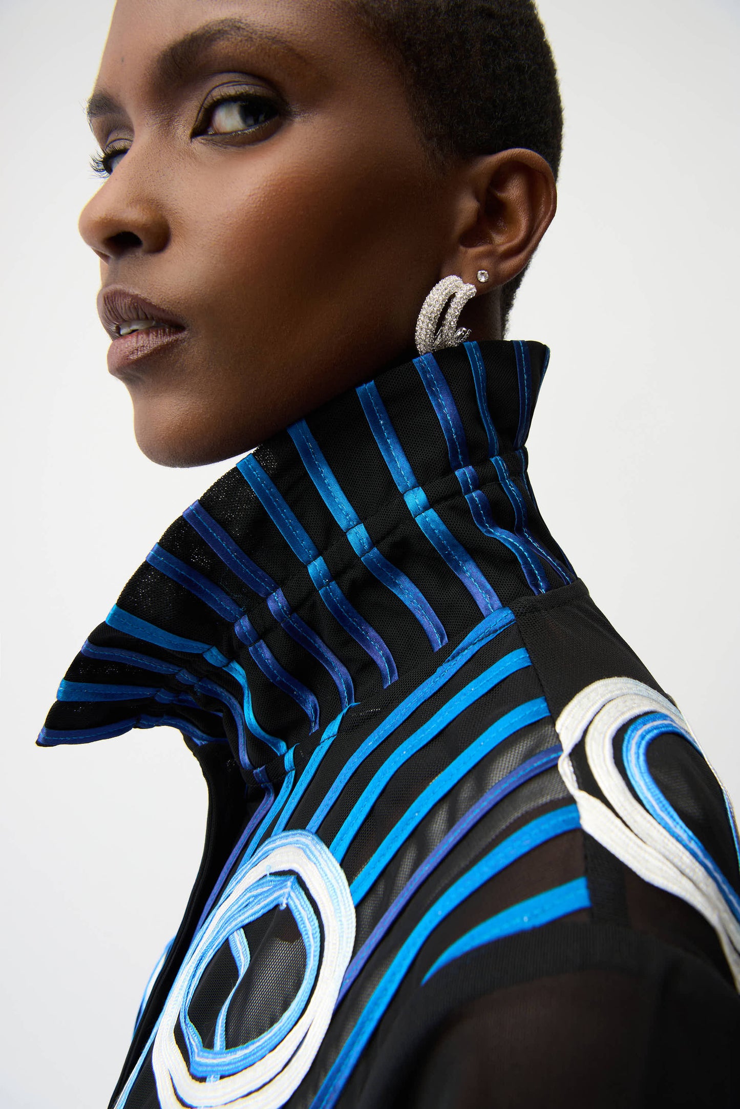 Joseph Ribkoff #261904-178 Satin And Mesh Soutache Jacket With Bell Sleeves