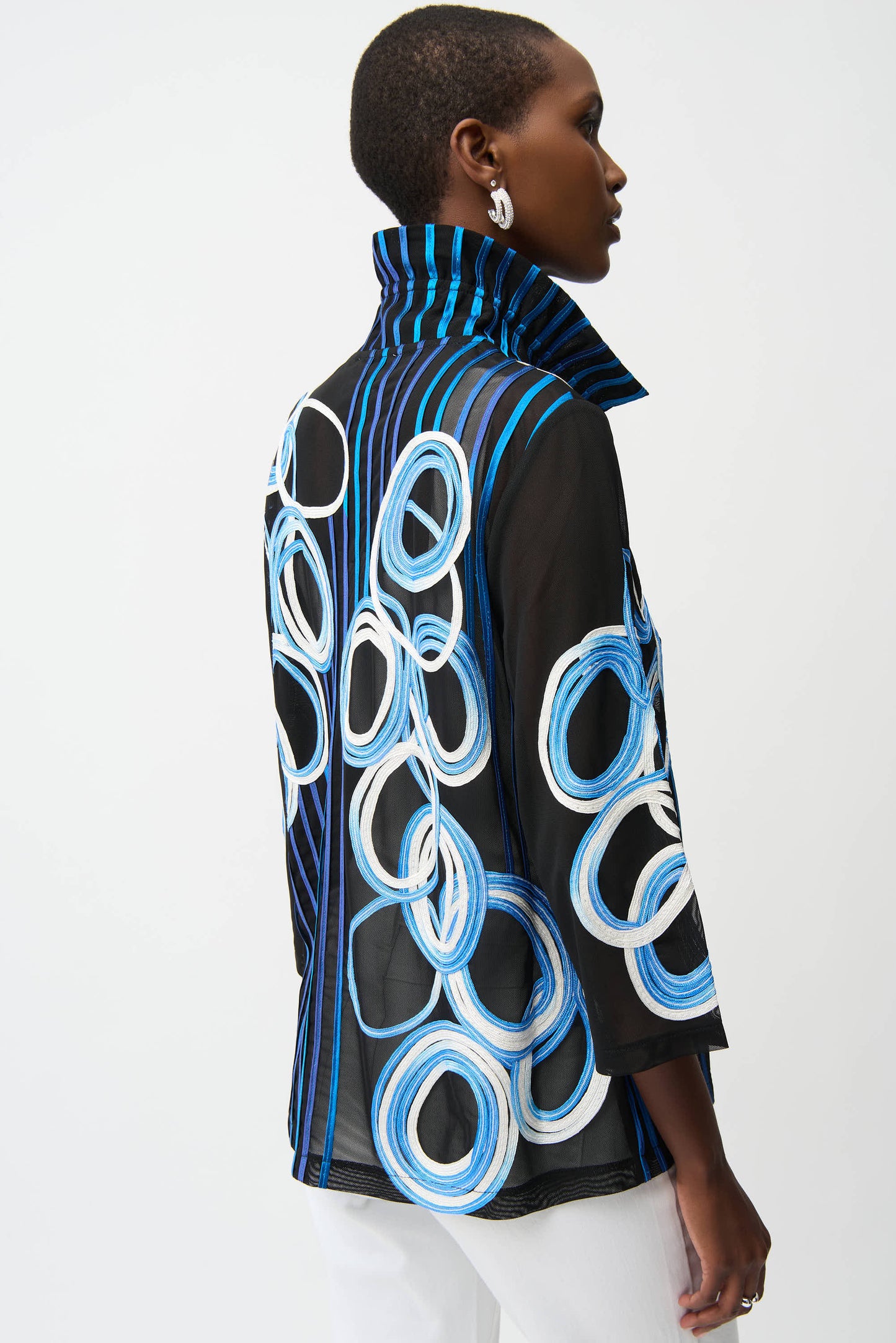 Joseph Ribkoff #261904-178 Satin And Mesh Soutache Jacket With Bell Sleeves