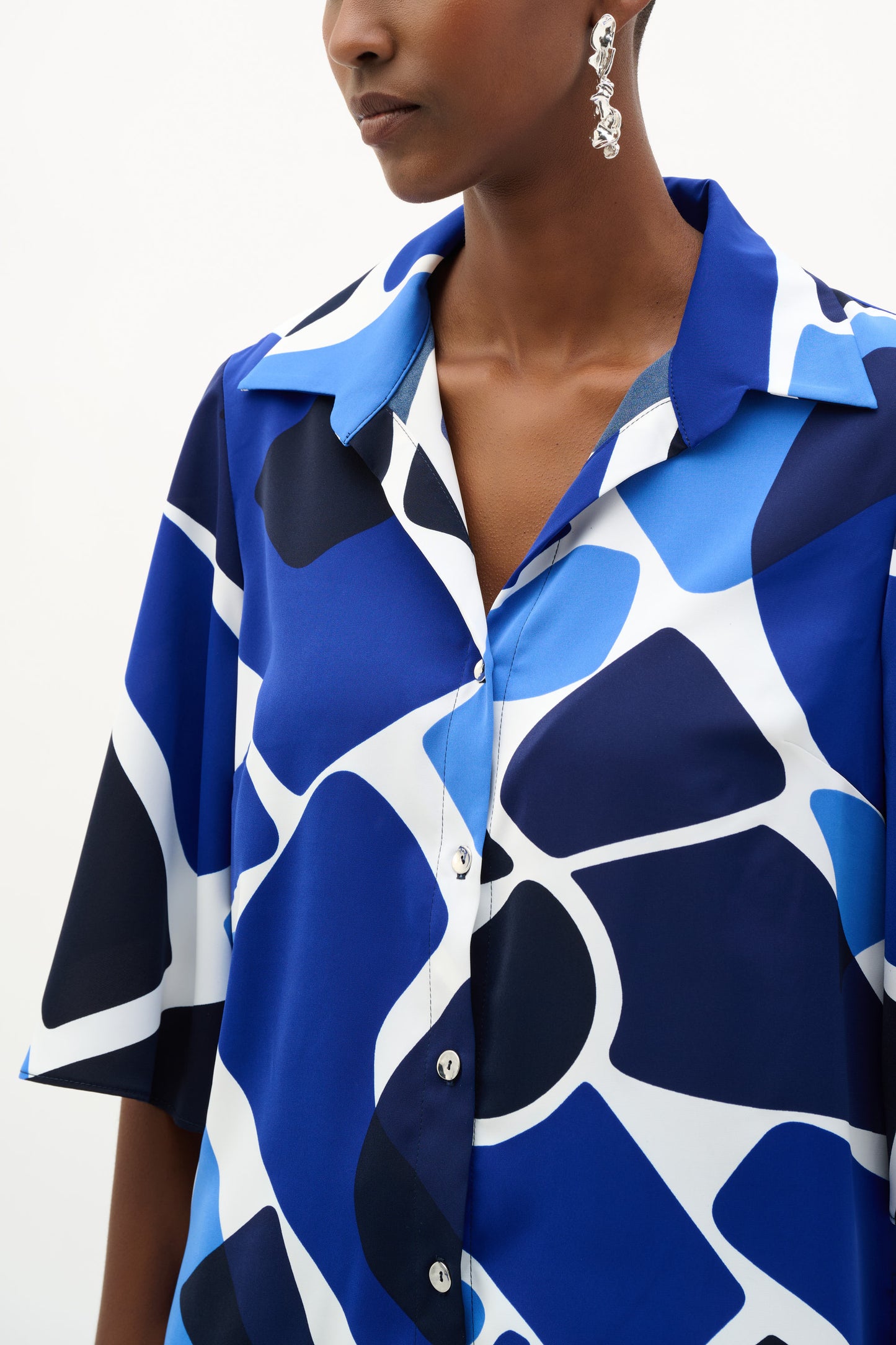 Joseph Ribkoff #262154-4473 Recycled Woven Geometric Print Blouse