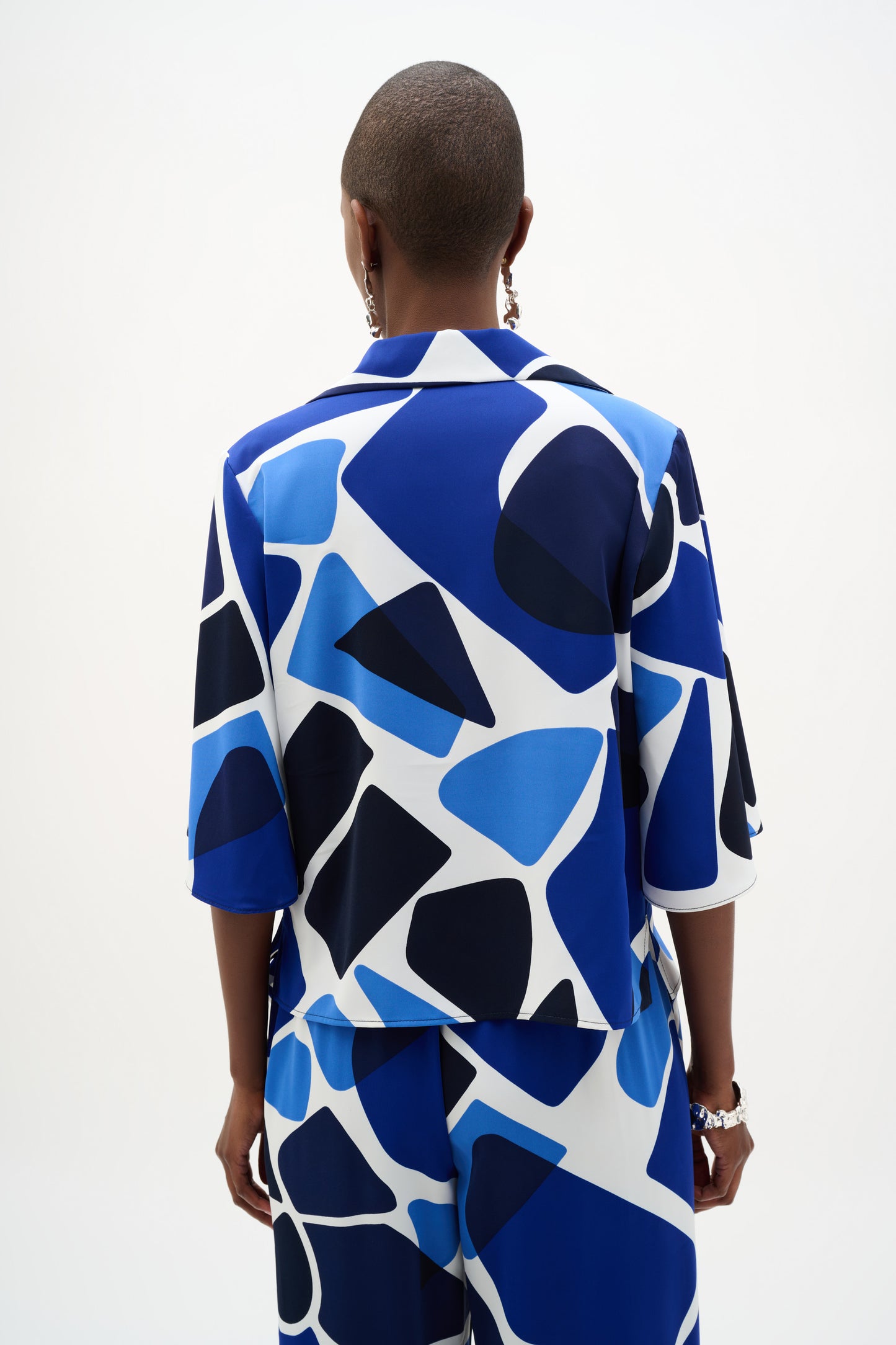 Joseph Ribkoff #262154-4473 Recycled Woven Geometric Print Blouse