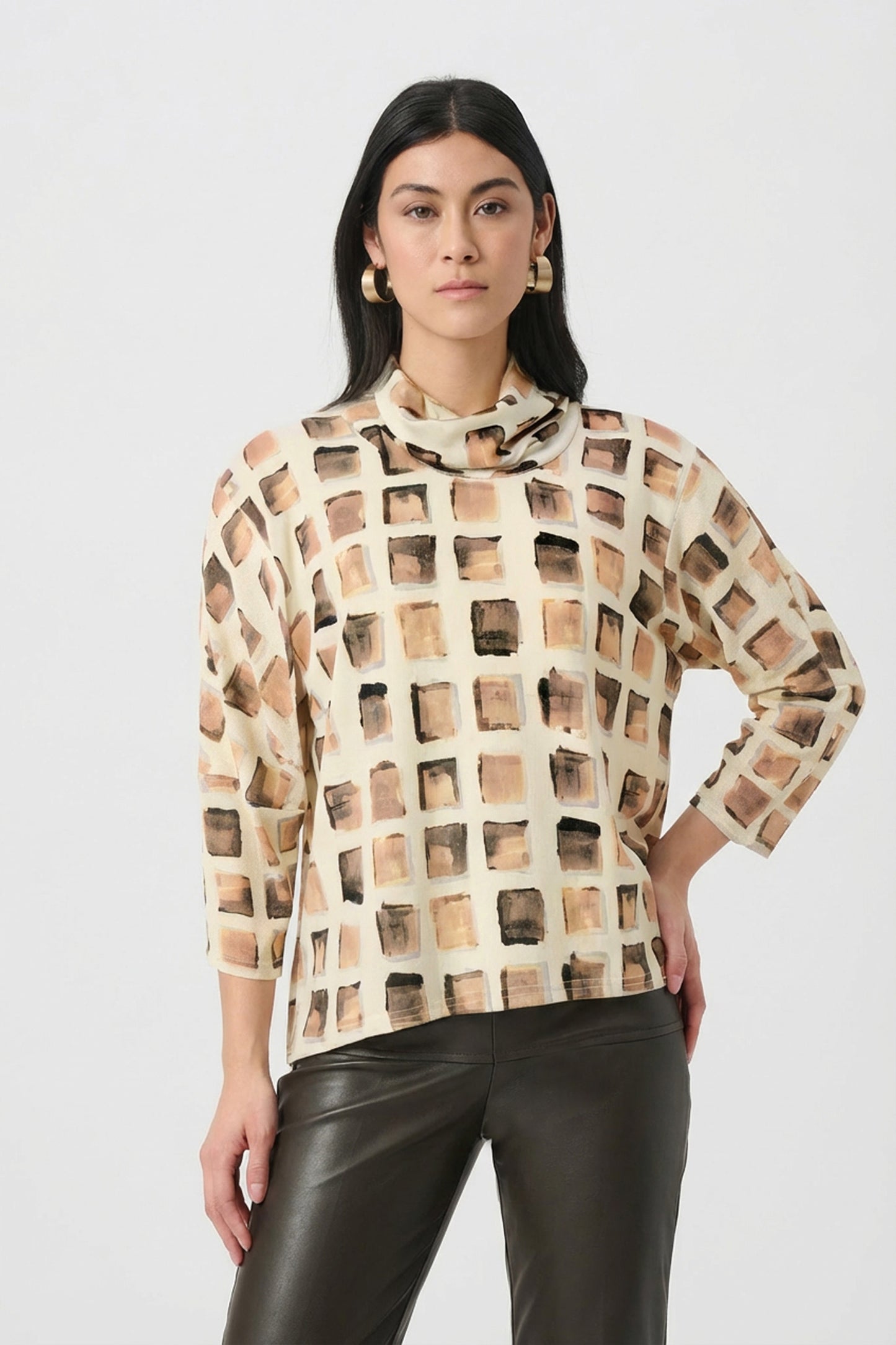 Joseph Ribkoff Lurex Sweater Abstract Print Boxy Tunic #263223