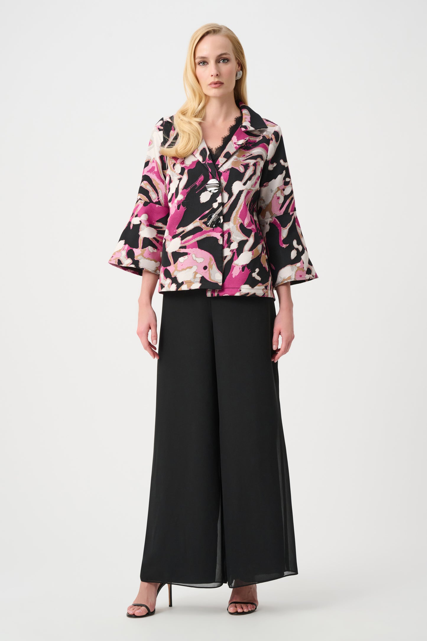 Joseph Ribkoff #263759-178 Signature | Jacquard Abstract Print Trapeze Jacket