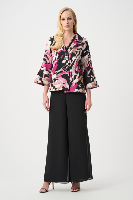 Joseph Ribkoff #263759-178 Signature | Jacquard Abstract Print Trapeze Jacket