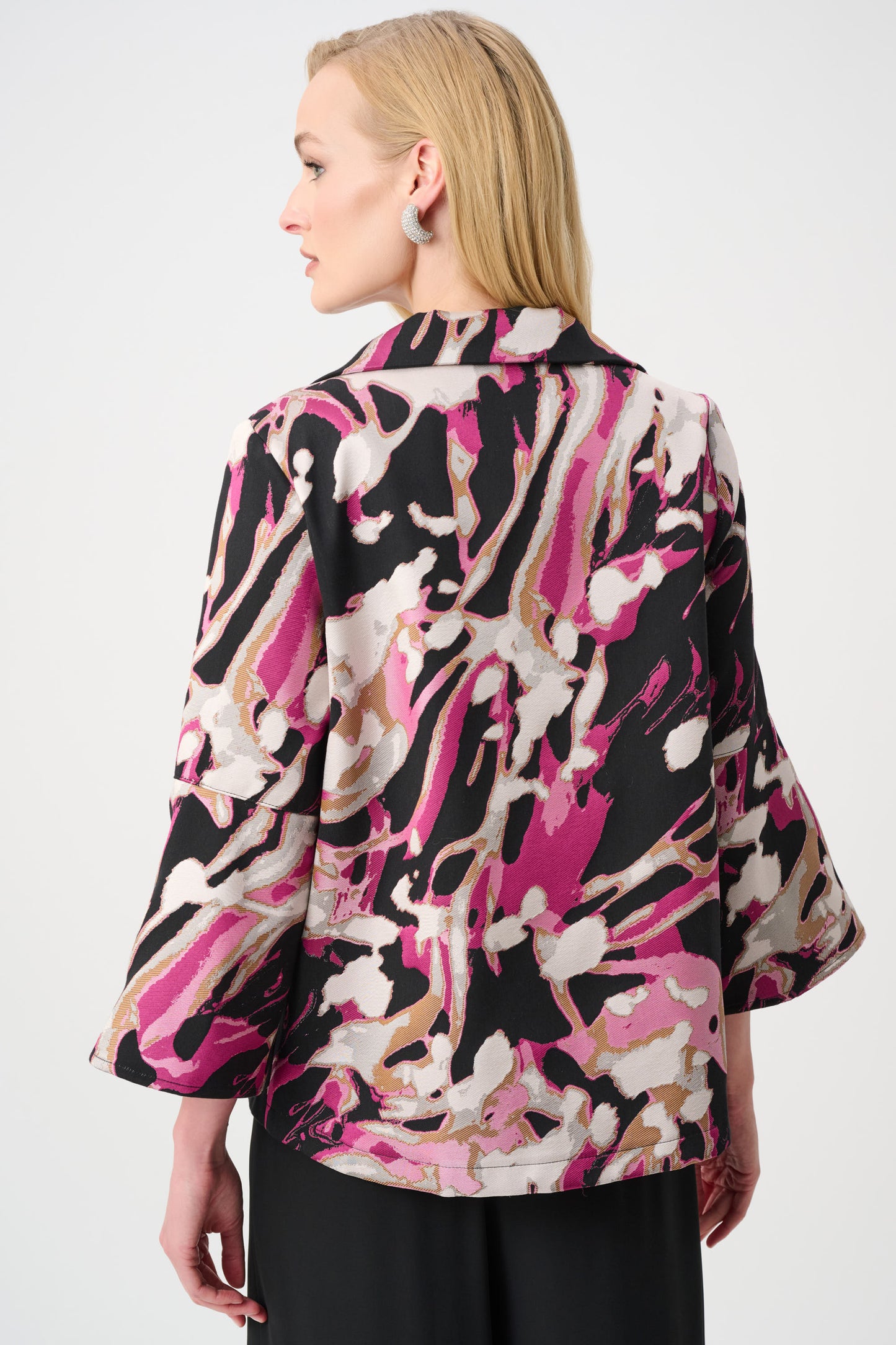 Joseph Ribkoff #263759-178 Signature | Jacquard Abstract Print Trapeze Jacket