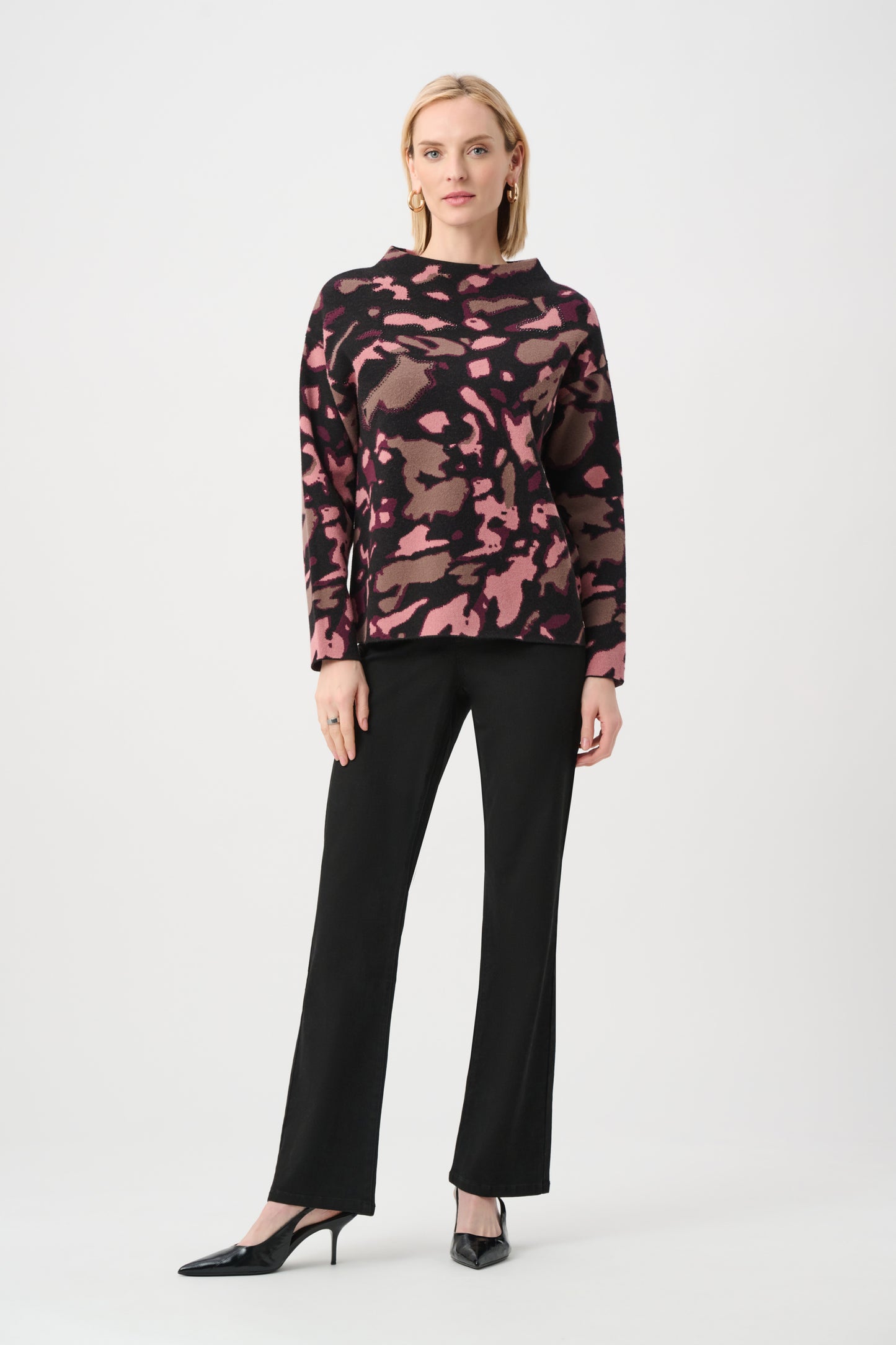 Joseph Ribkoff #263930-178 Abstract Jacquard Sweater With Rhinestone Detail