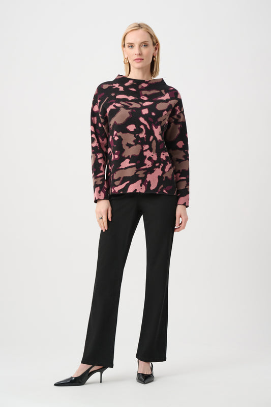 Joseph Ribkoff #263930-178 Abstract Jacquard Sweater With Rhinestone Detail