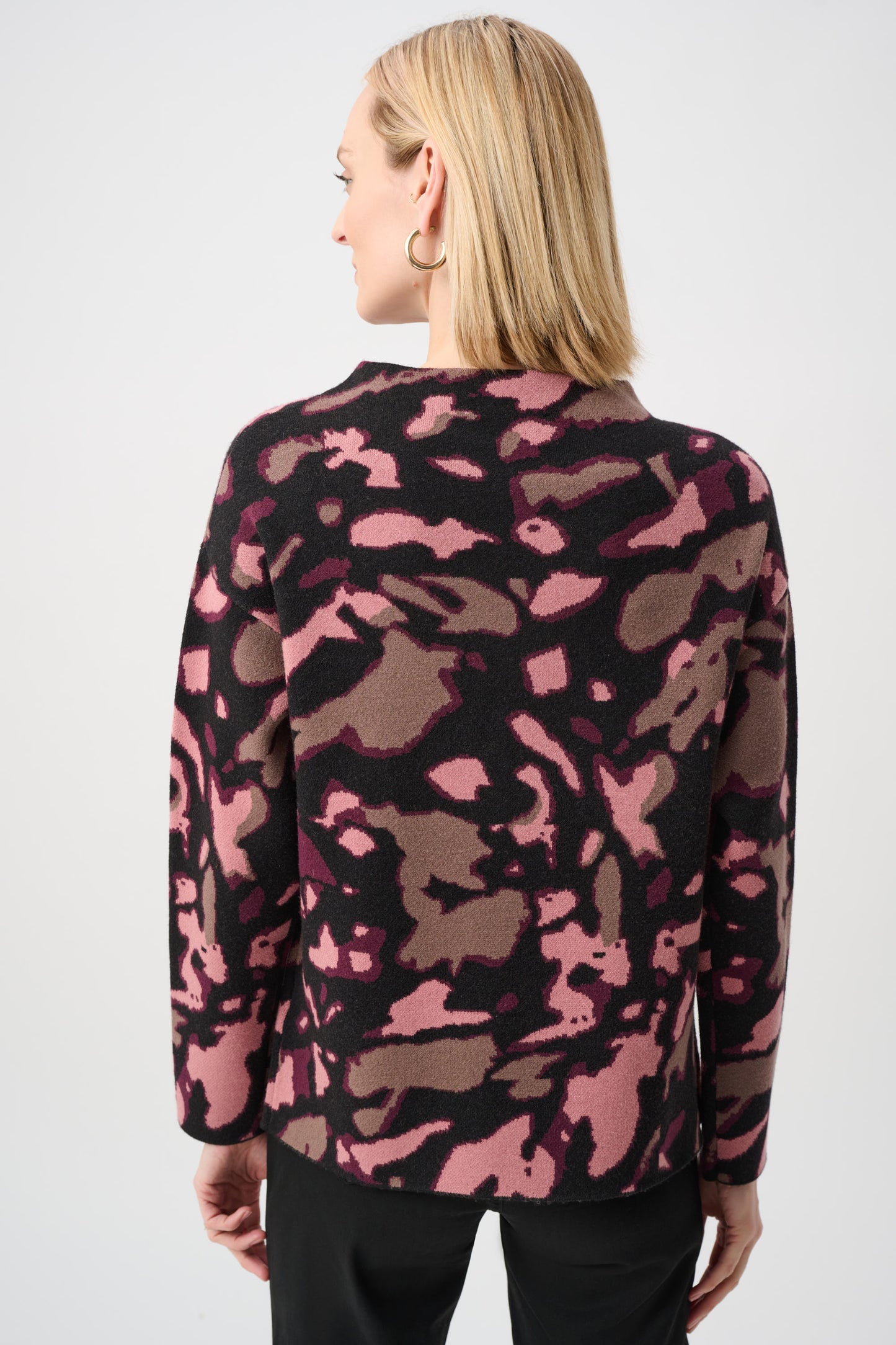 Joseph Ribkoff #263930-178 Abstract Jacquard Sweater With Rhinestone Detail