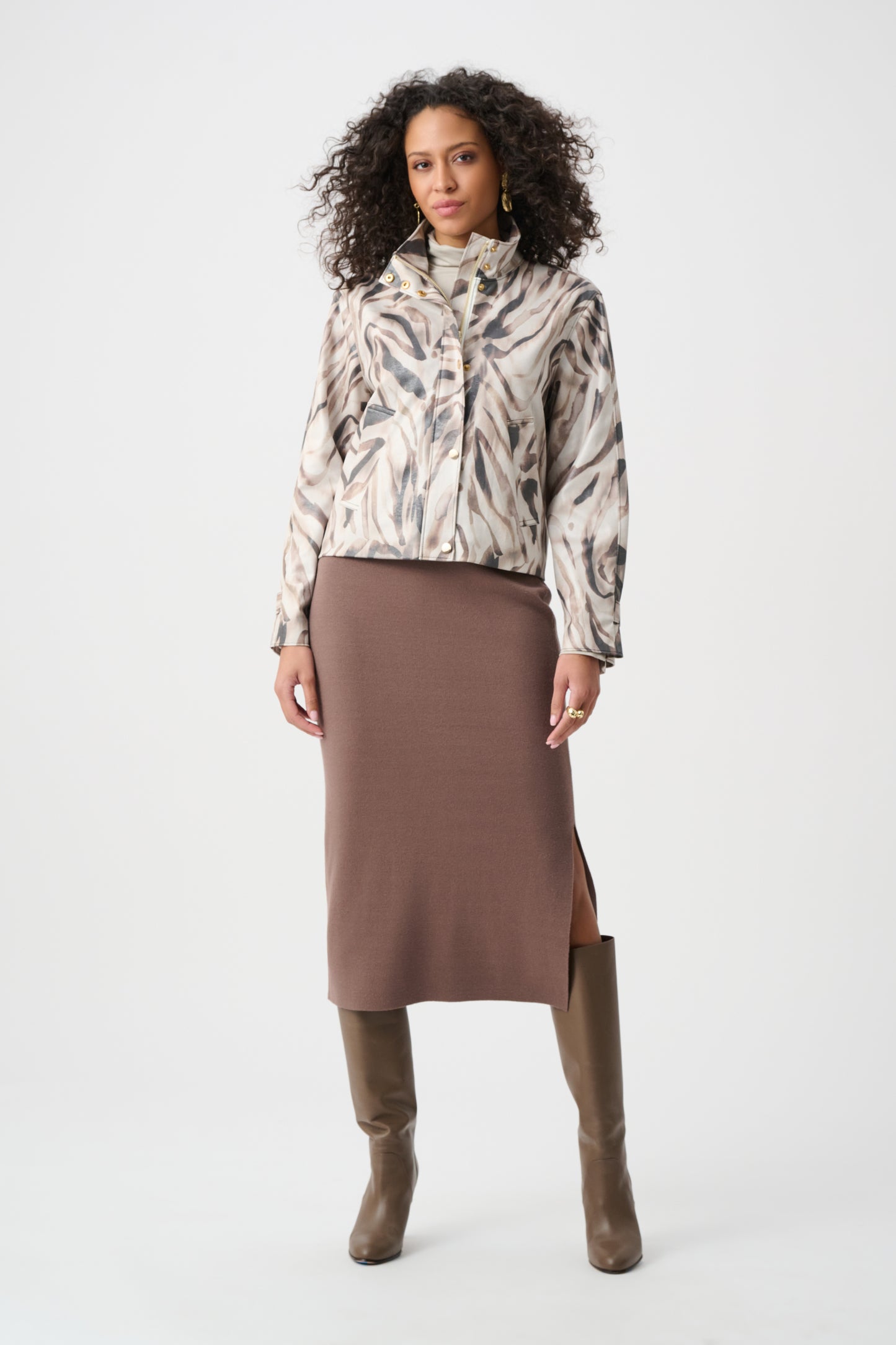 Joseph Ribkoff Foiled Faux Suede Animal Print Jacket #263944